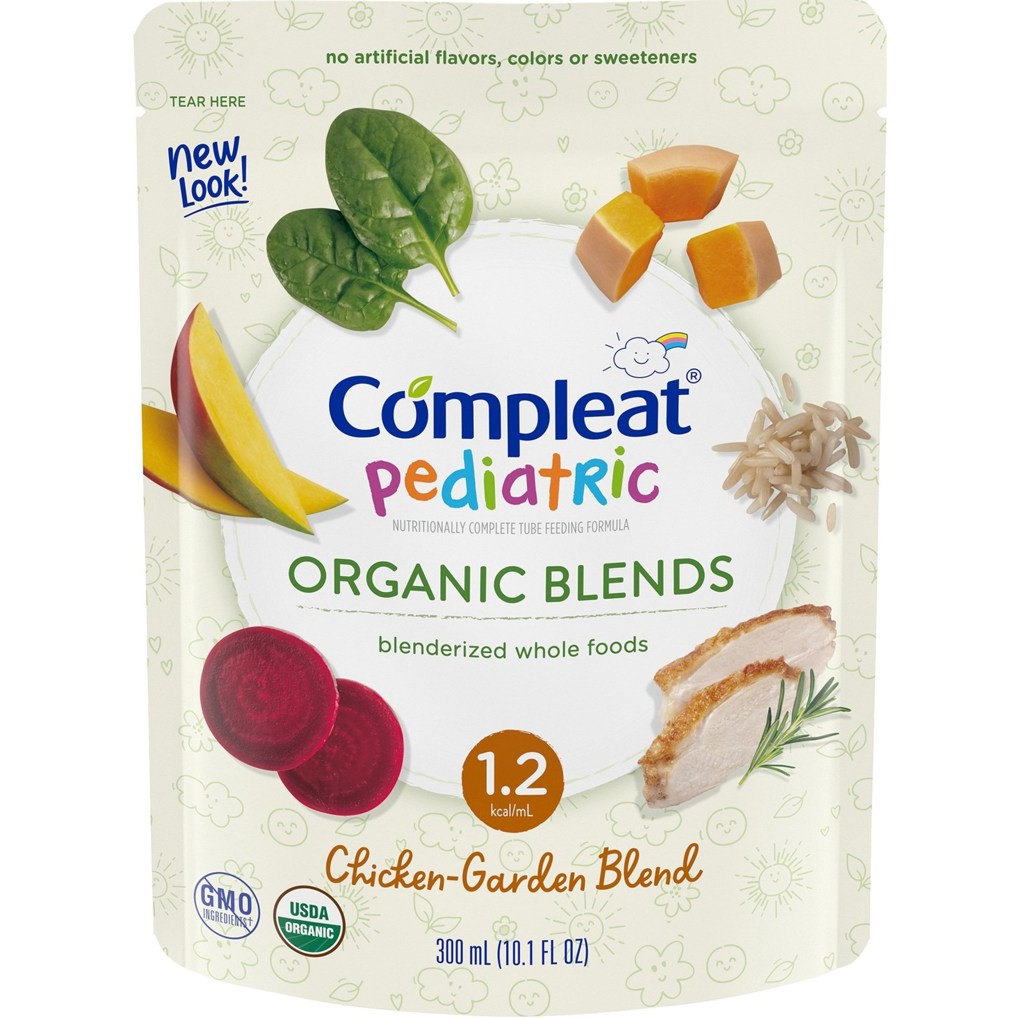Nestle HealthScience Compleat Pediatric Organic Blend Blenderized Tube Feeding, 10.1 oz, Chicken-Garden Flavor , 00043900846422, 1 Each