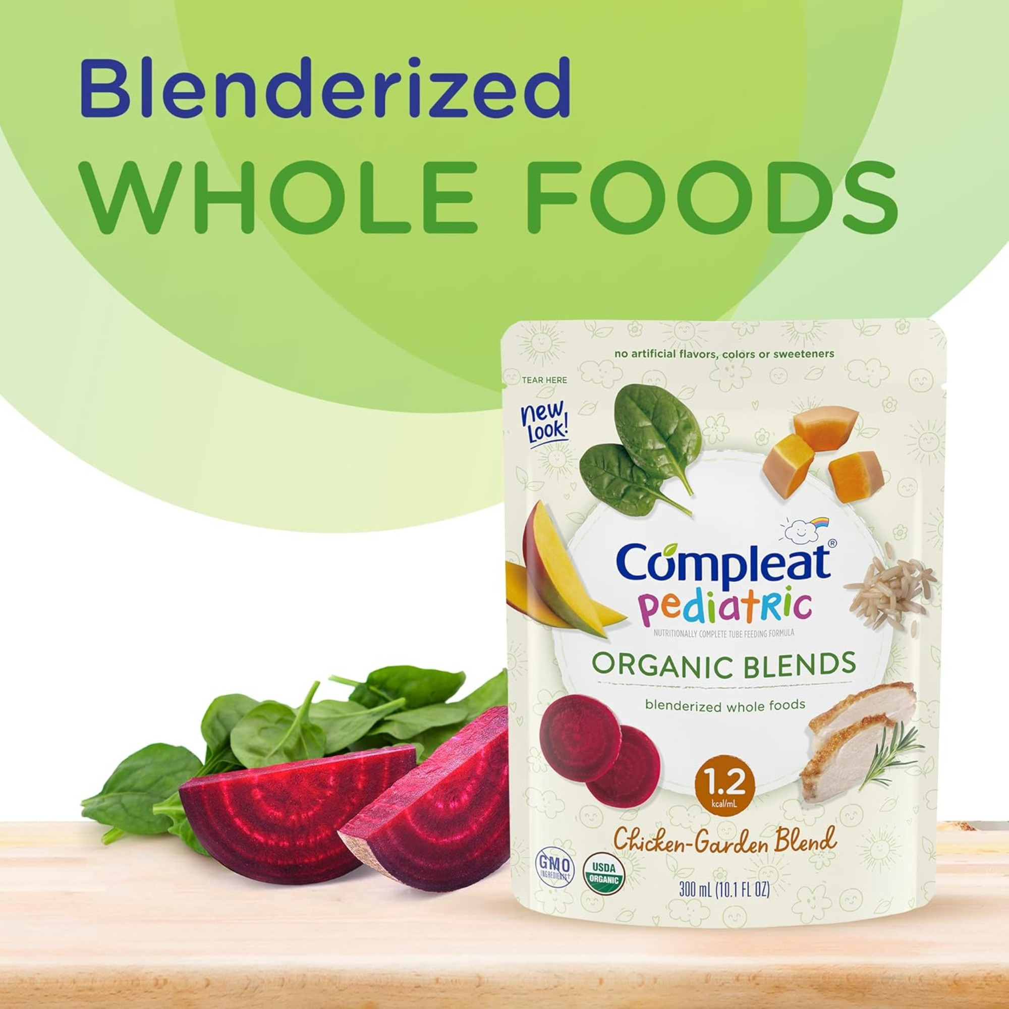 Nestle HealthScience Compleat Pediatric Organic Blend Blenderized Tube Feeding, 10.1 oz, Chicken-Garden Flavor , 00043900846422, 1 Each
