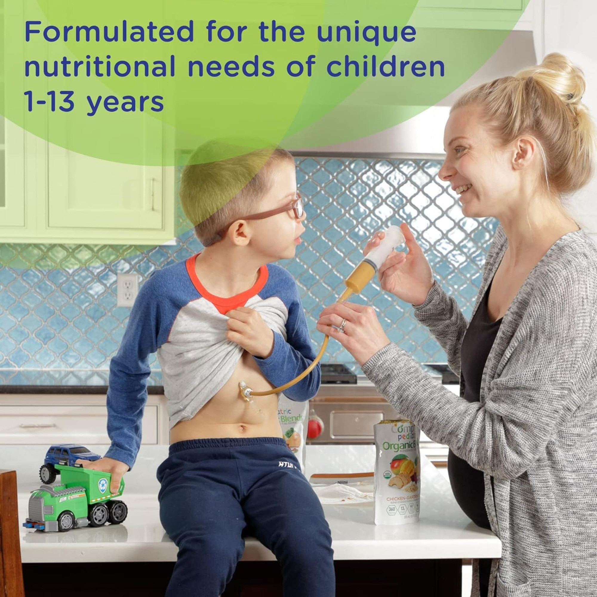 Nestle HealthScience Compleat Pediatric Organic Blend Blenderized Tube Feeding, 10.1 oz, Chicken-Garden Flavor , 00043900846422, 1 Each