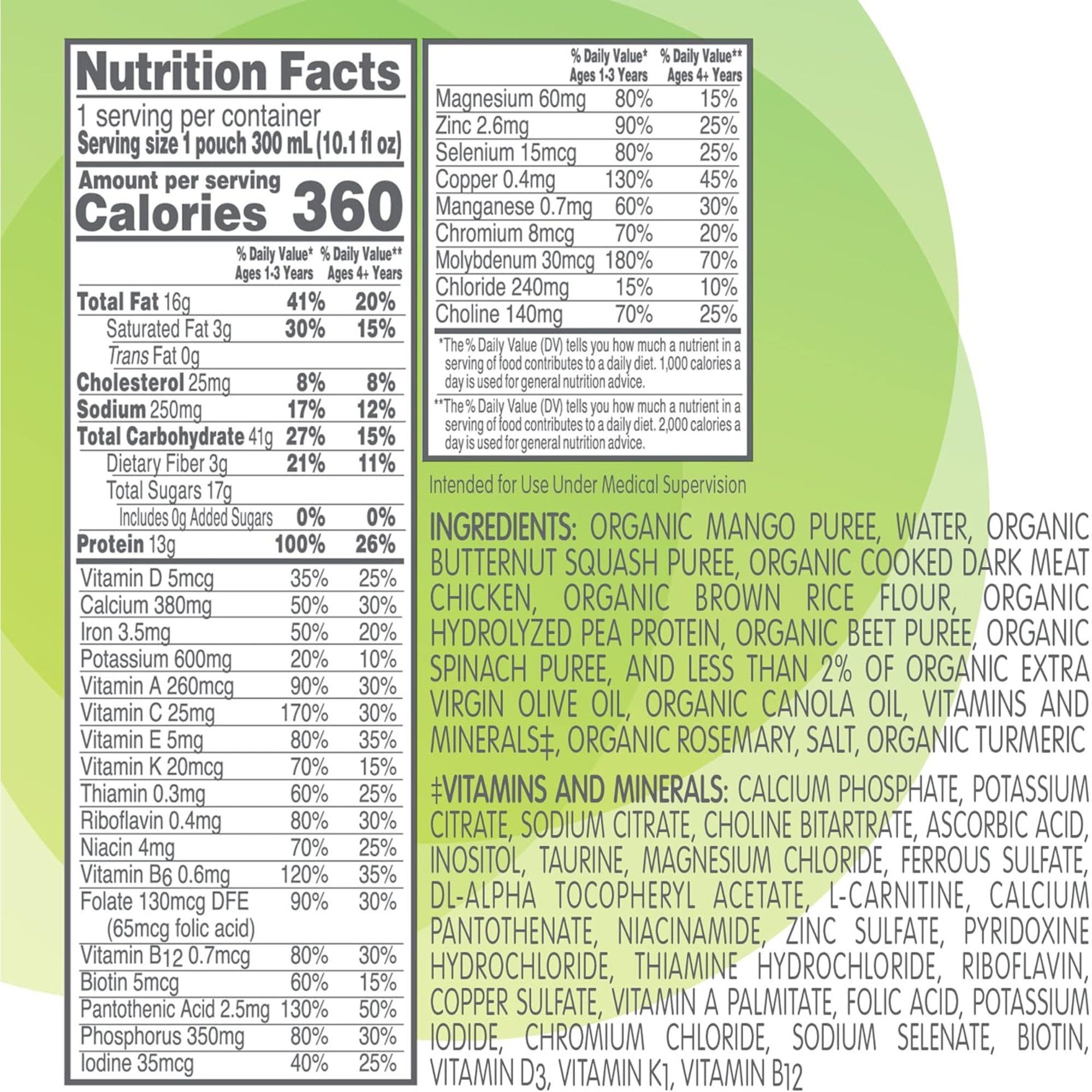 Nestle HealthScience Compleat Pediatric Organic Blend Blenderized Tube Feeding, 10.1 oz, Chicken-Garden Flavor , 00043900846422, 1 Each