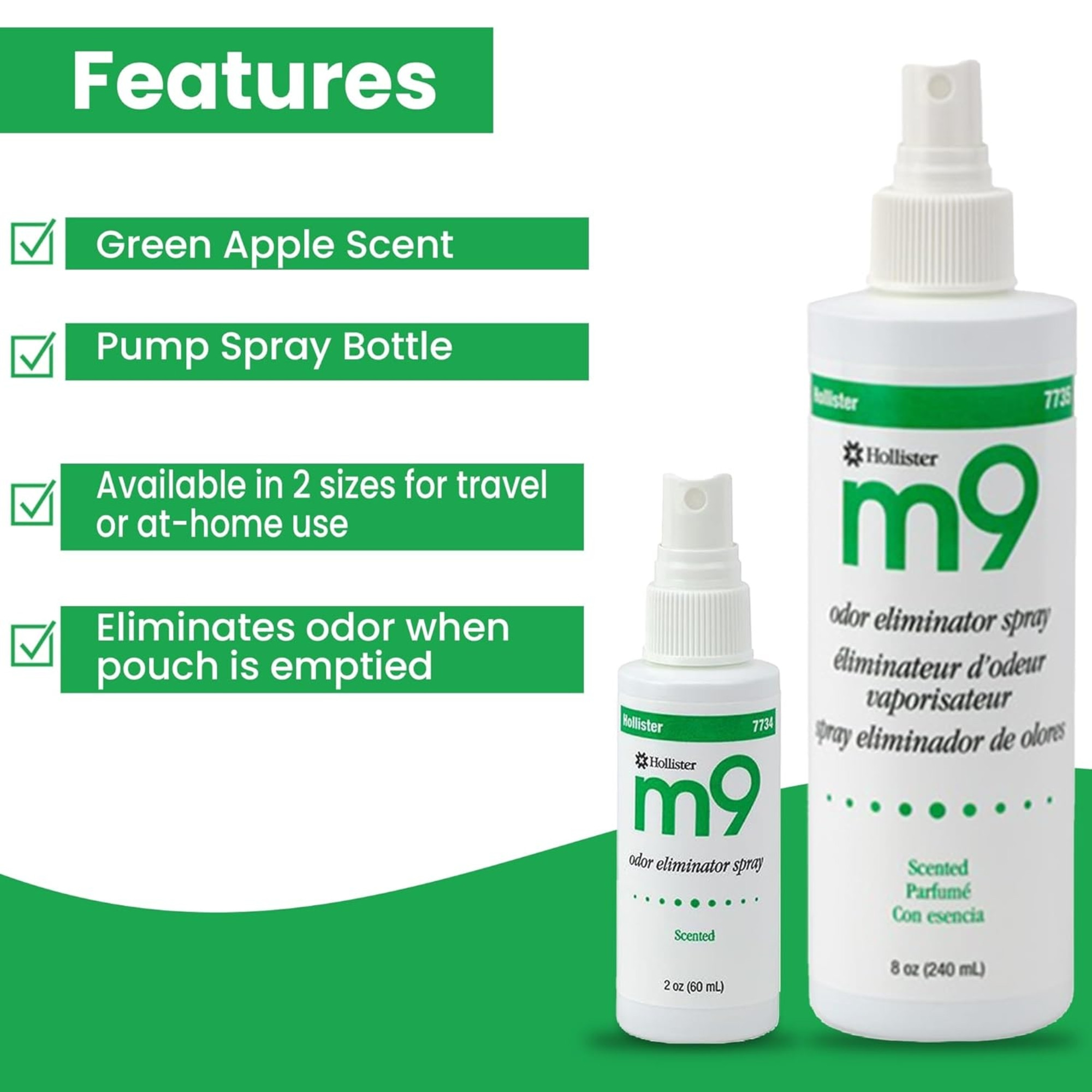 Hollister M9 Odor Eliminator Spray, Scented, 2 oz.