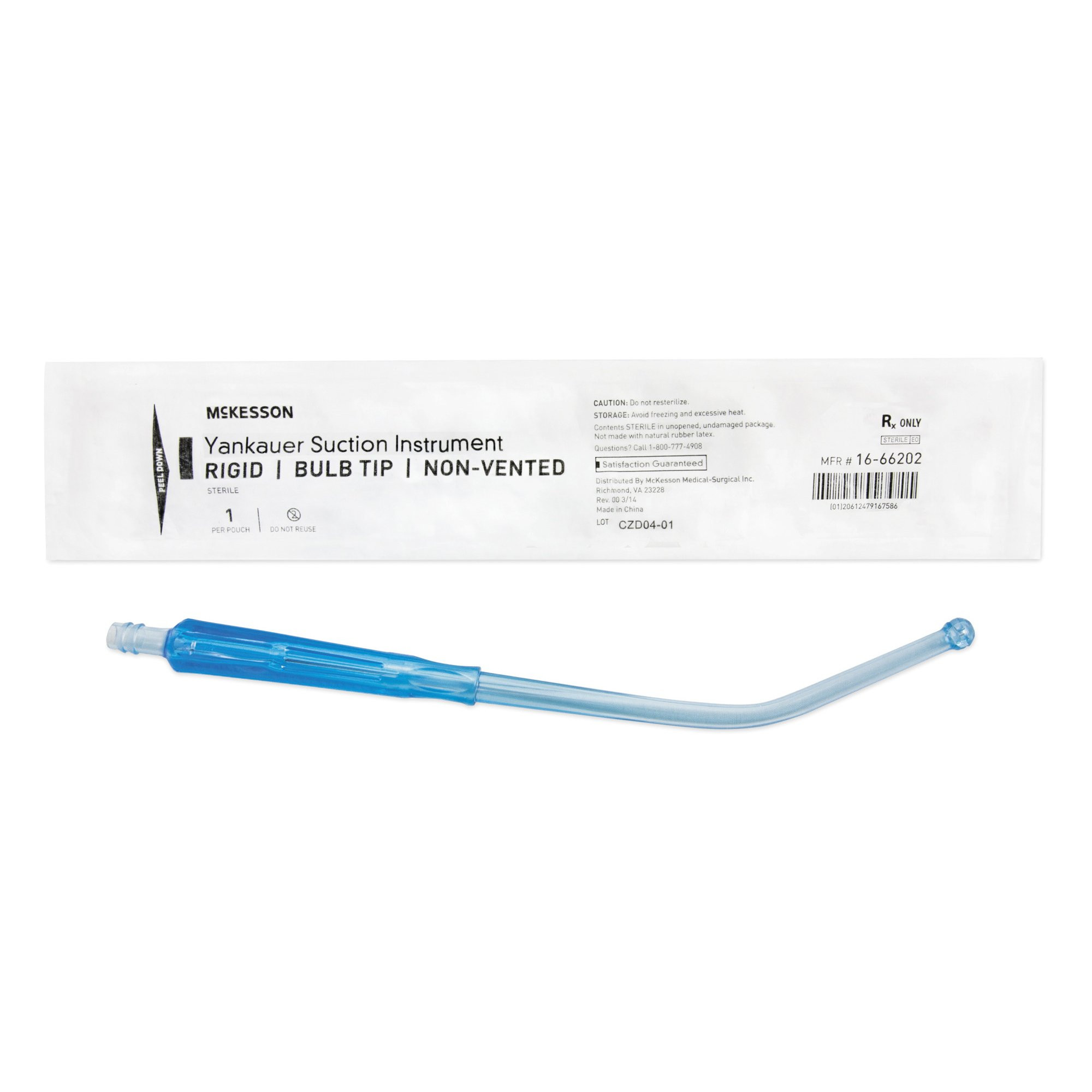 McKesson Yankauer Suction Instrument, Bulb Tip, 16-66202, Case of 50