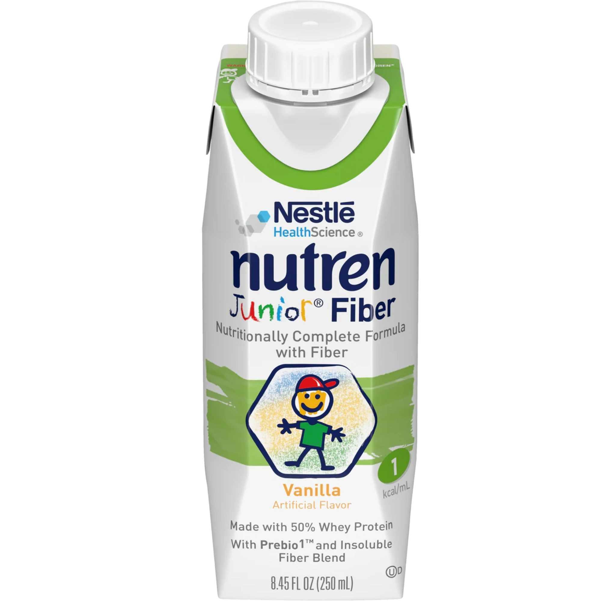 Nestle HealthScience Nutren Junior Fiber Nutritionally Complete Formula with Fiber, Vanilla, 8.45 oz., 9871616063, Case of 24