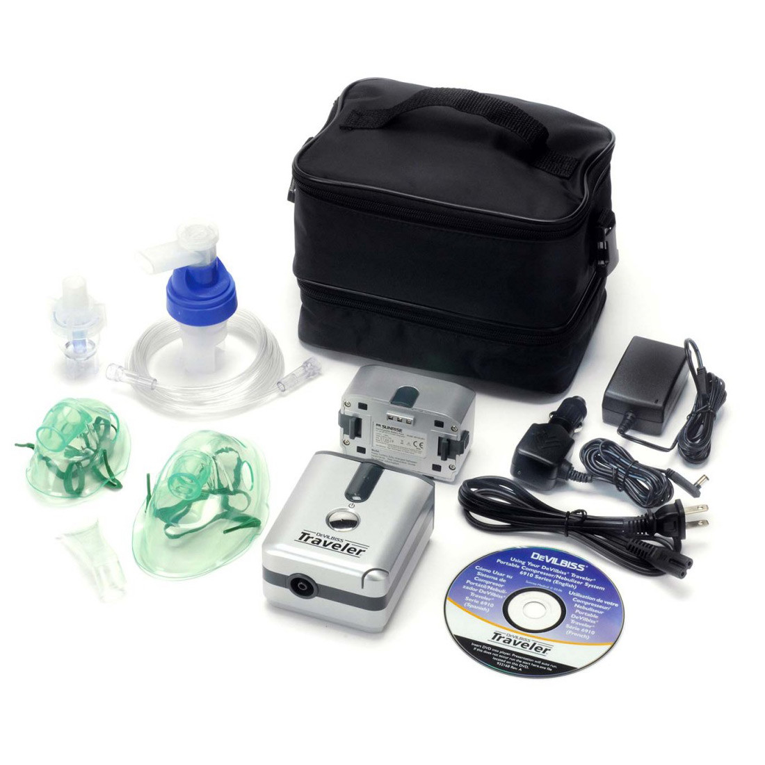 Traveler Compressor Nebulizer System with 6 mL Medication Cup & Aerosol Mask