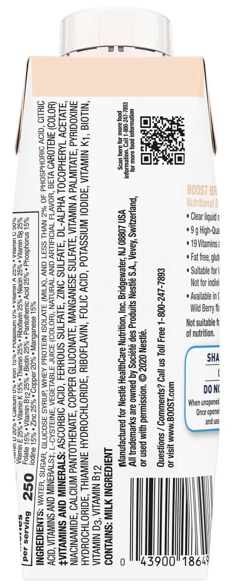 Boost Breeze Nutritional Drink, Peach, 8 oz.