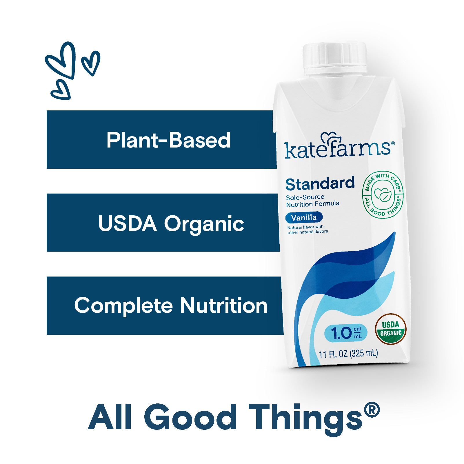 Kate Farms Standard 1.0 Sole-Source Nutrition Formula, Vanilla, 11 oz.