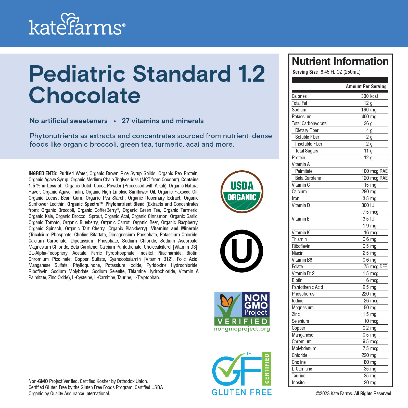 Kate Farms Pediatric Standard 1.2 Sole-Source Nutrition Formula, 8.5 oz.