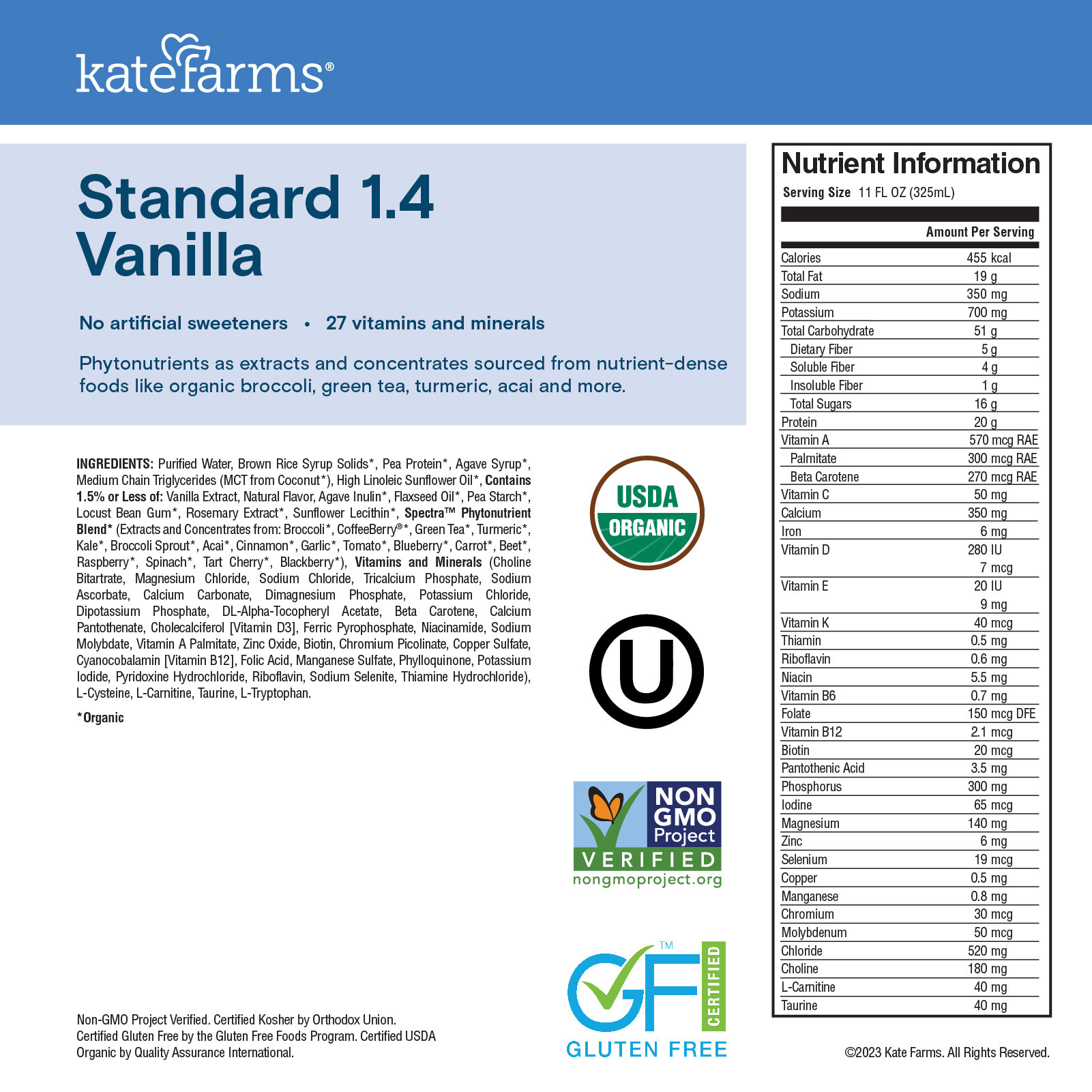 Kate Farms Standard 1.4 Sole-Source Nutrition Formula