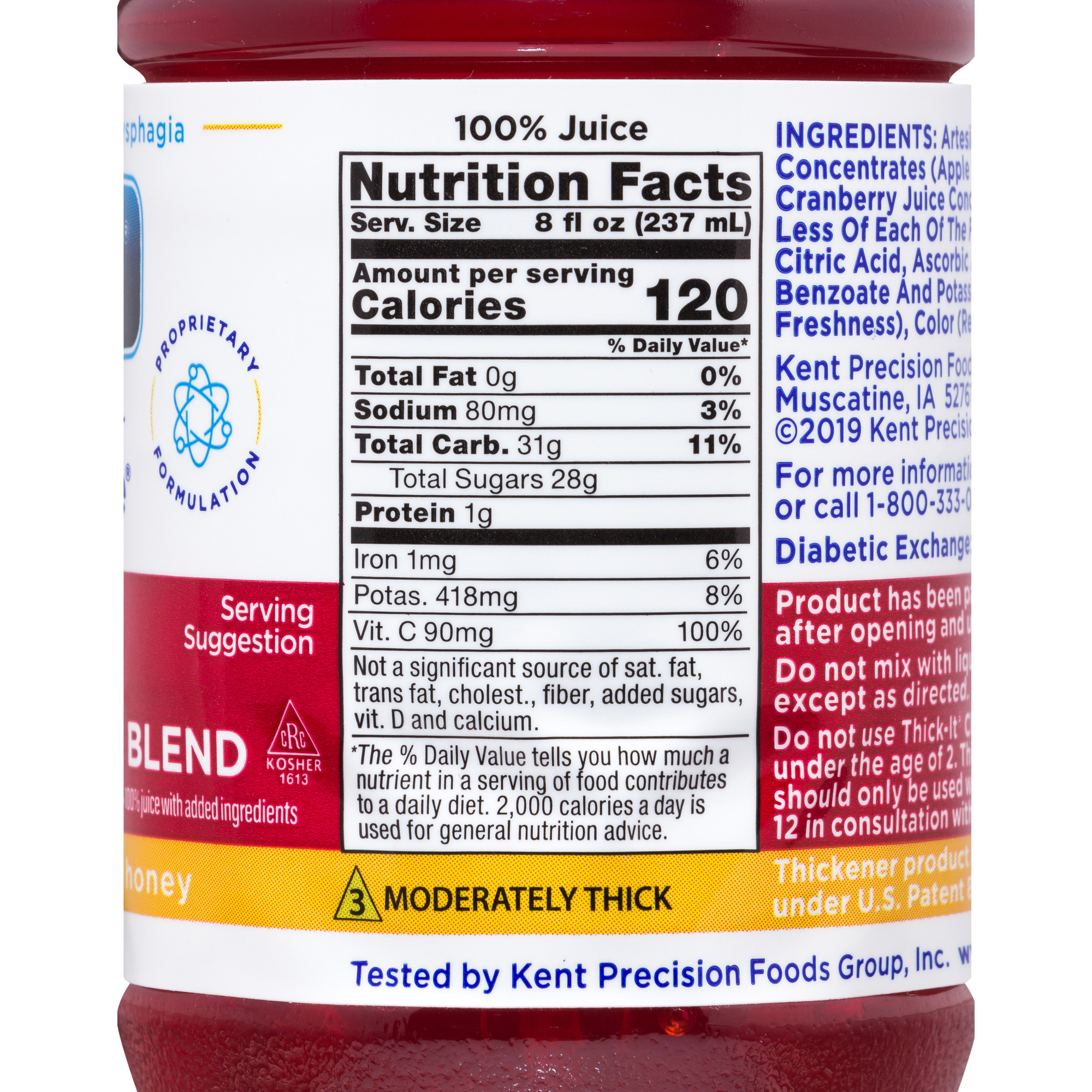 Thick-It Clear Advantage Thickened Cranberry Juice Blend, Moderately Thick, Honey Consistency