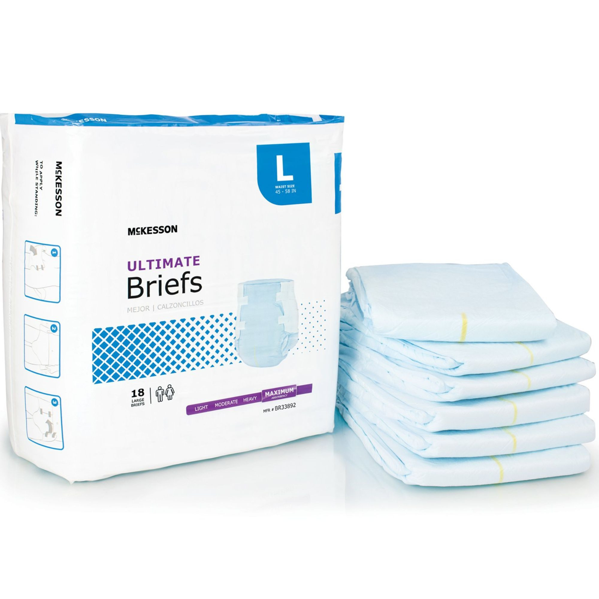 McKesson Ultimate Brief Adult Diapers with Tabs, Maximum Absorbency