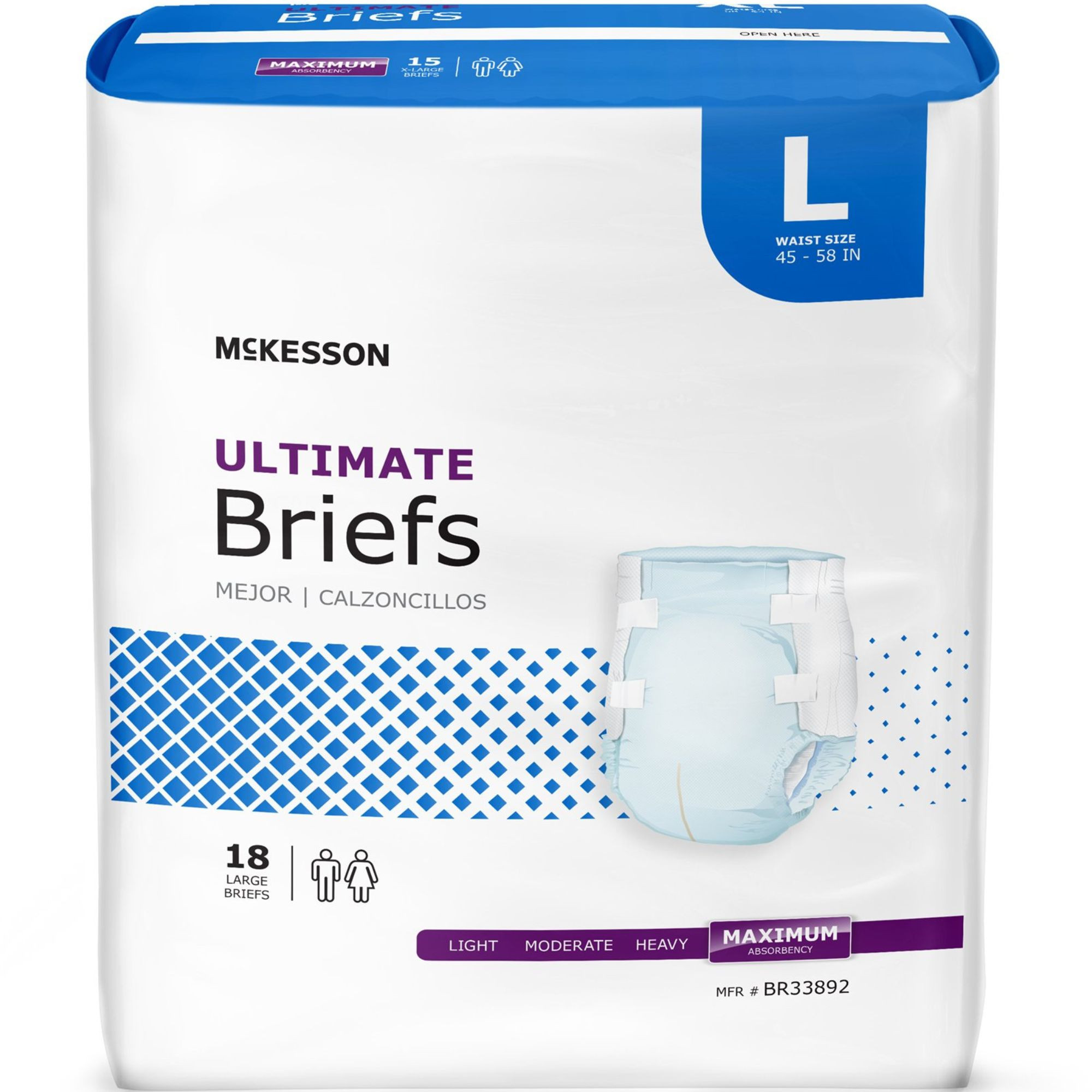 McKesson Ultimate Brief Adult Diapers with Tabs, Maximum Absorbency