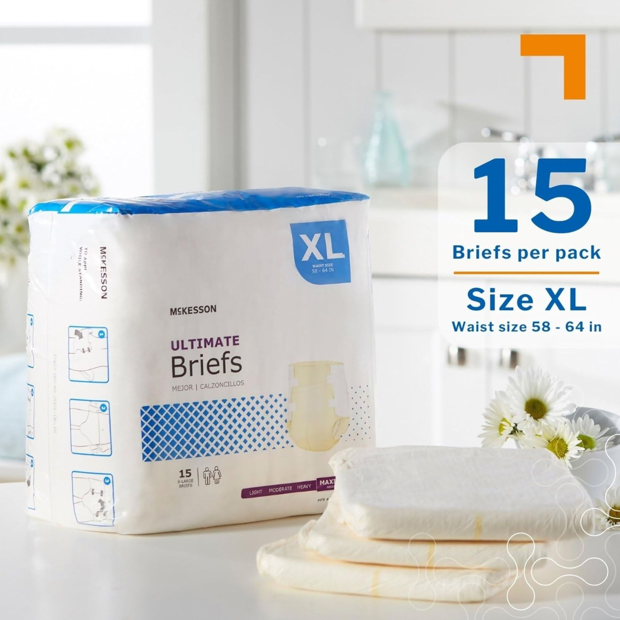 McKesson Ultimate Brief Adult Diapers with Tabs, Maximum Absorbency