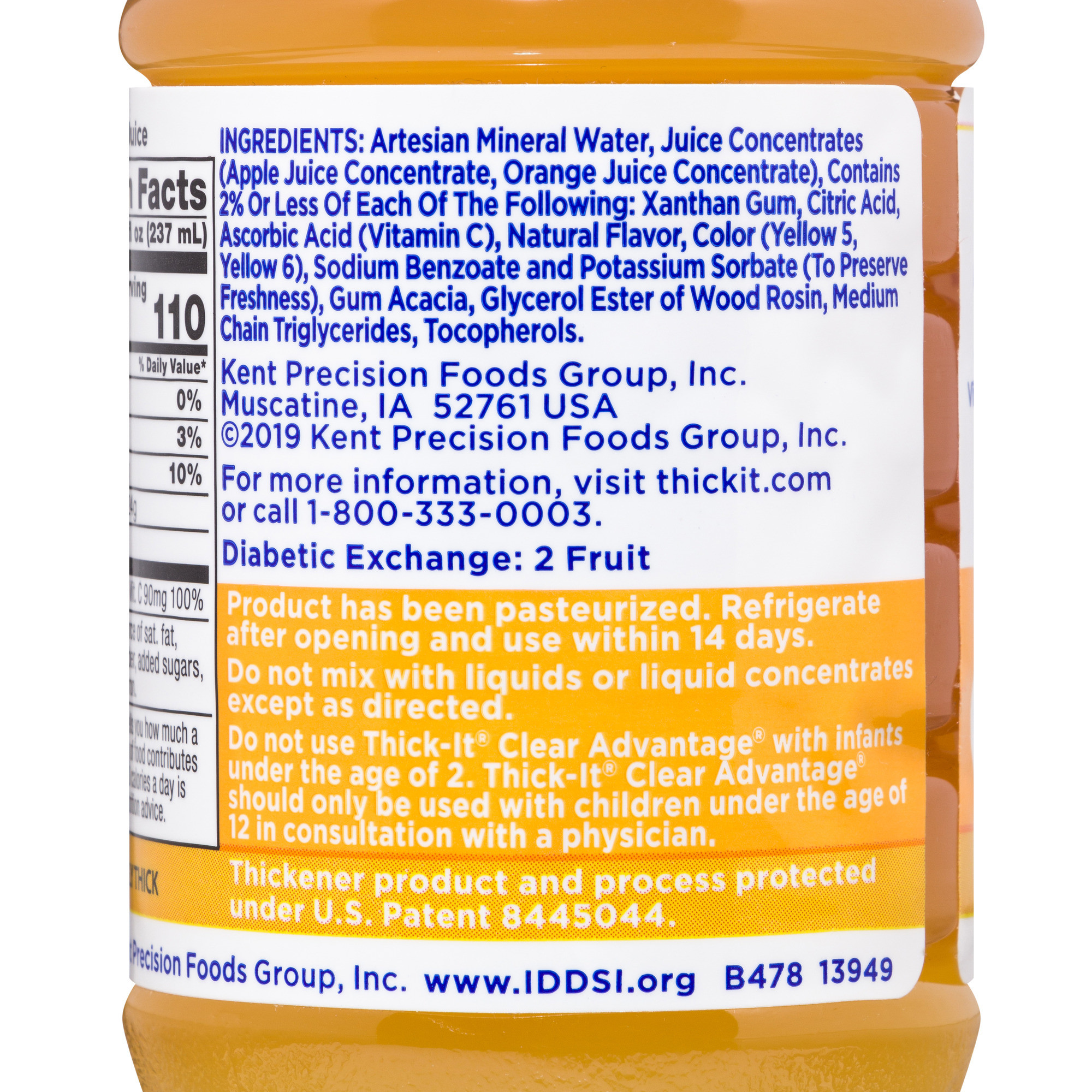 Thick-It Clear Advantage Thickened Orange Juice Blend, Moderately Thick, Honey Consistency