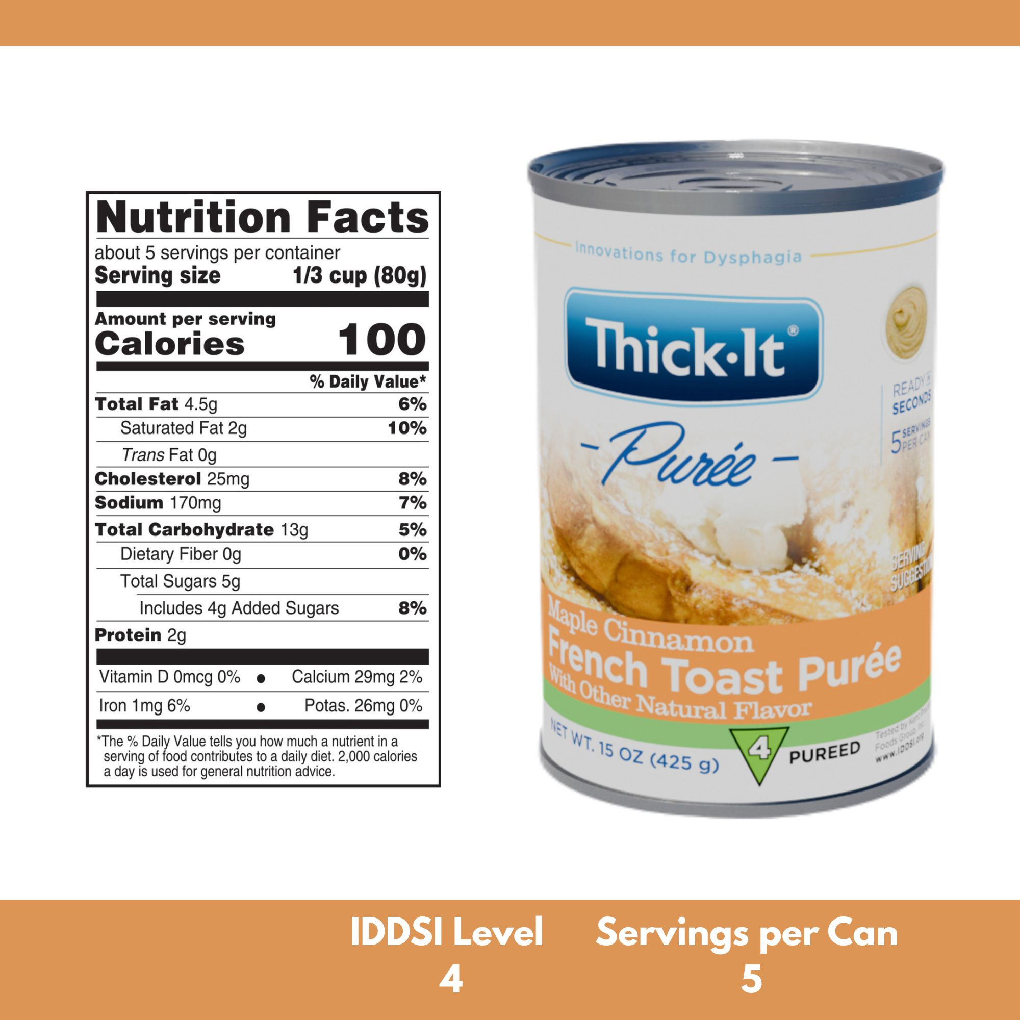 Thick-It Puree Maple Cinnamon French Toast IDDSI Level 4 Dysphagia Canned Meal