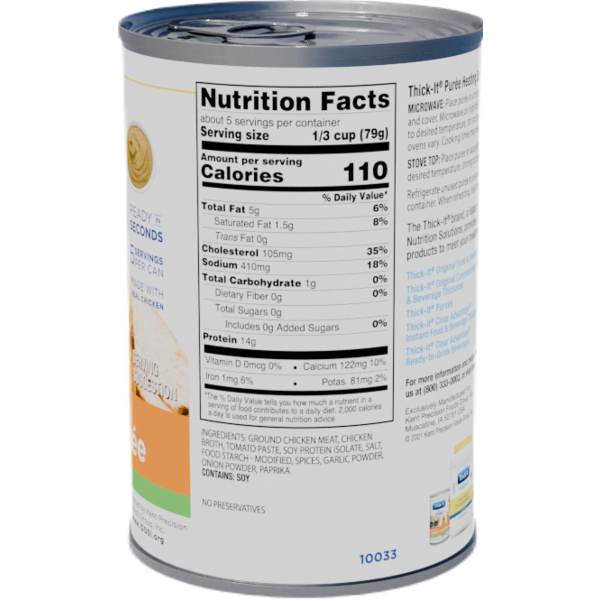 Thick-It Seasoned Chicken Patty Puree, Can