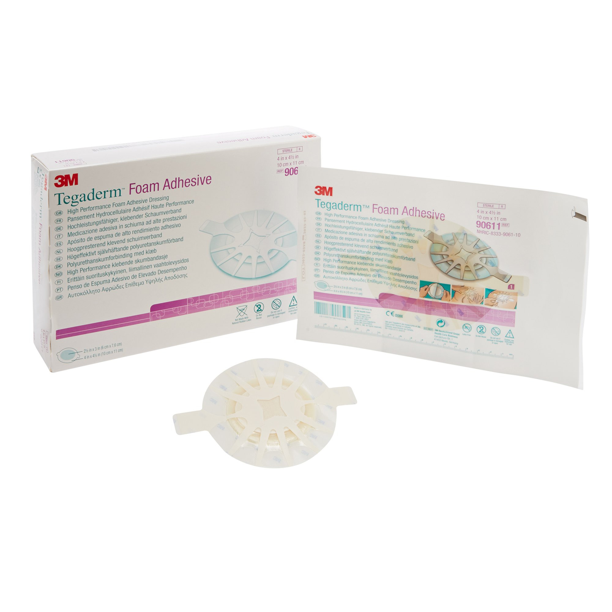 3M Tegaderm Foam Adhesive High Performance Foam Adhesive Dressing, 4 X 4.5", 90611, Box of 10