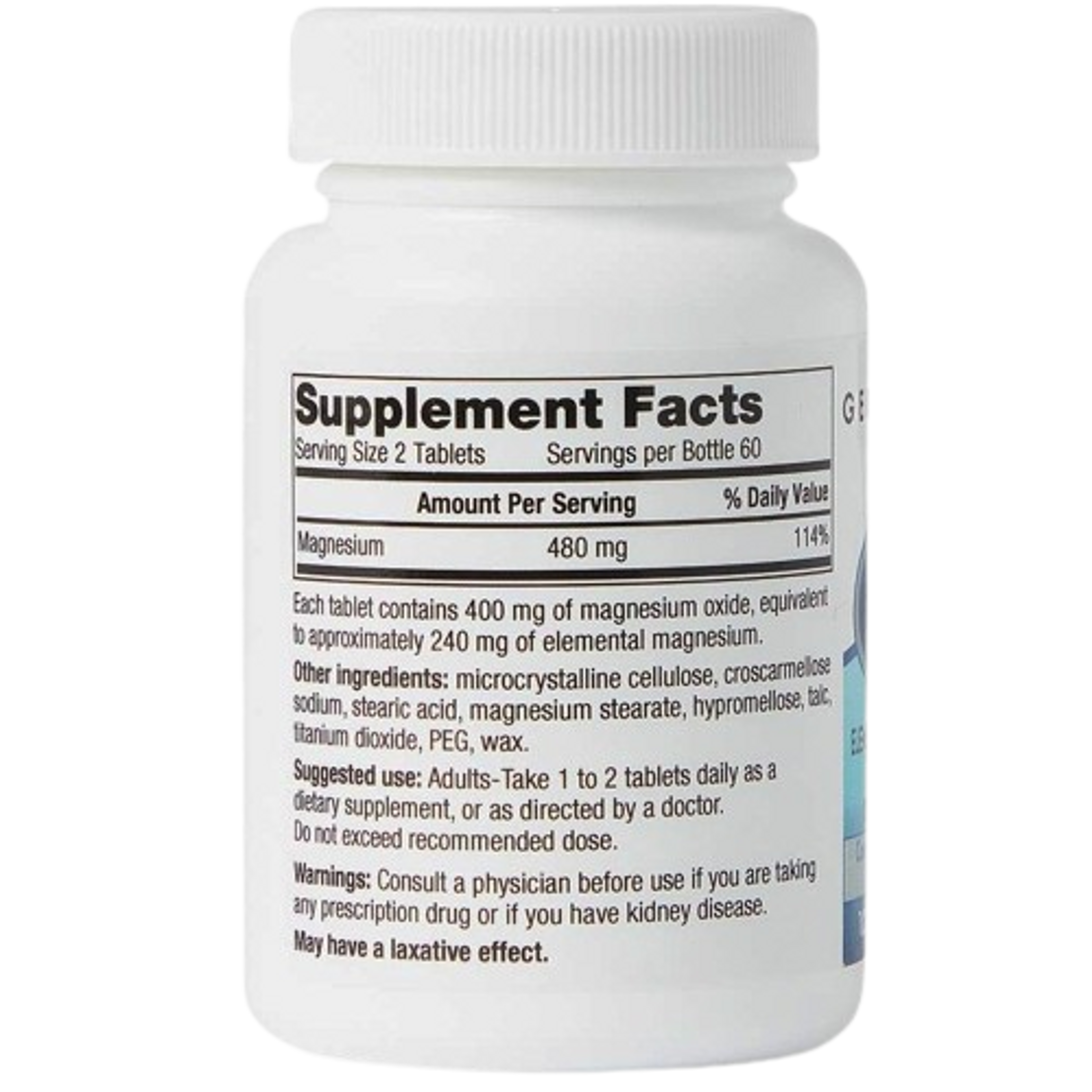 Geri-Care Magnesium Oxide Dietary Supplement, 400 mg, 120 Tablets