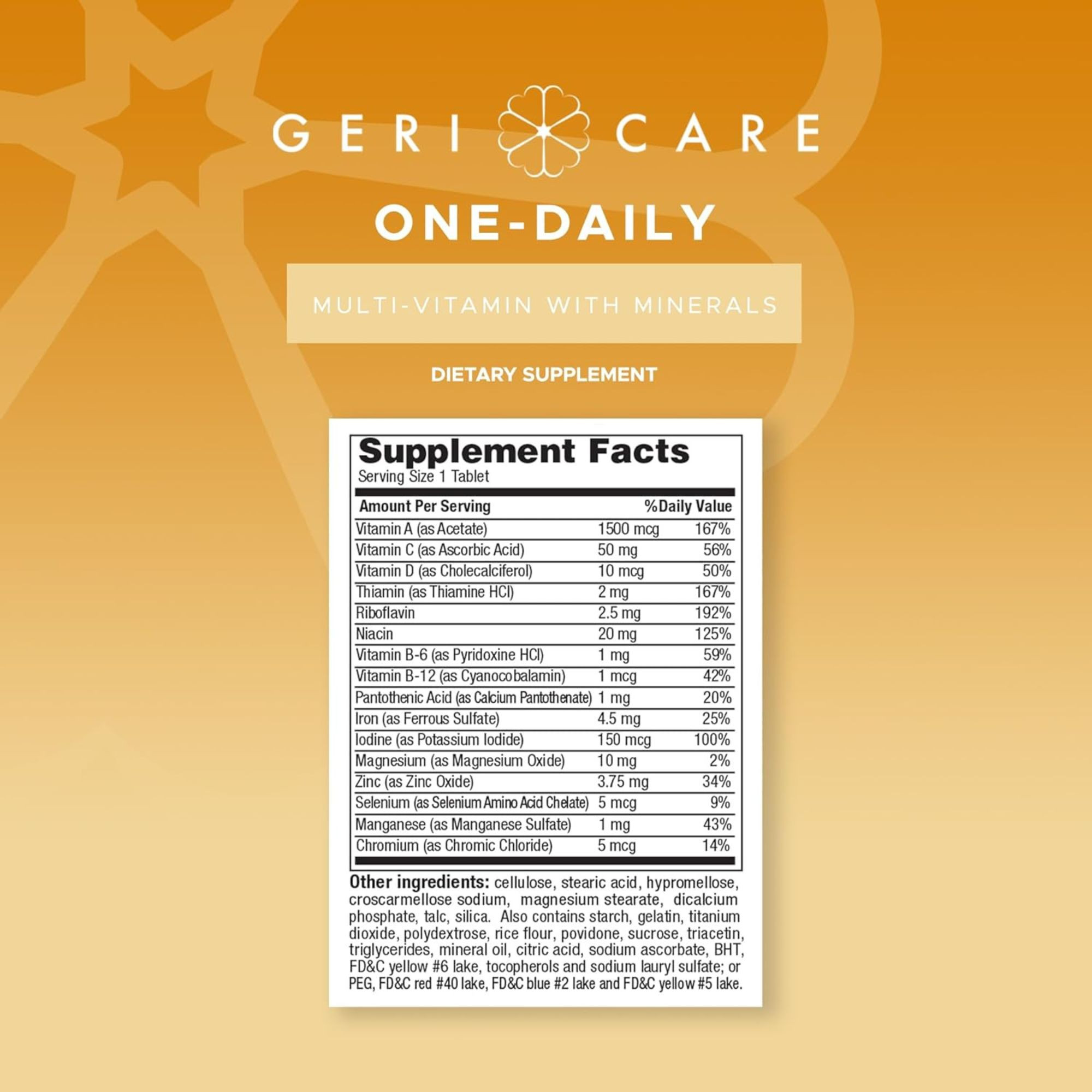 Geri-Care One-Daily Multi Vitamin with Minerals, 100 Tablets