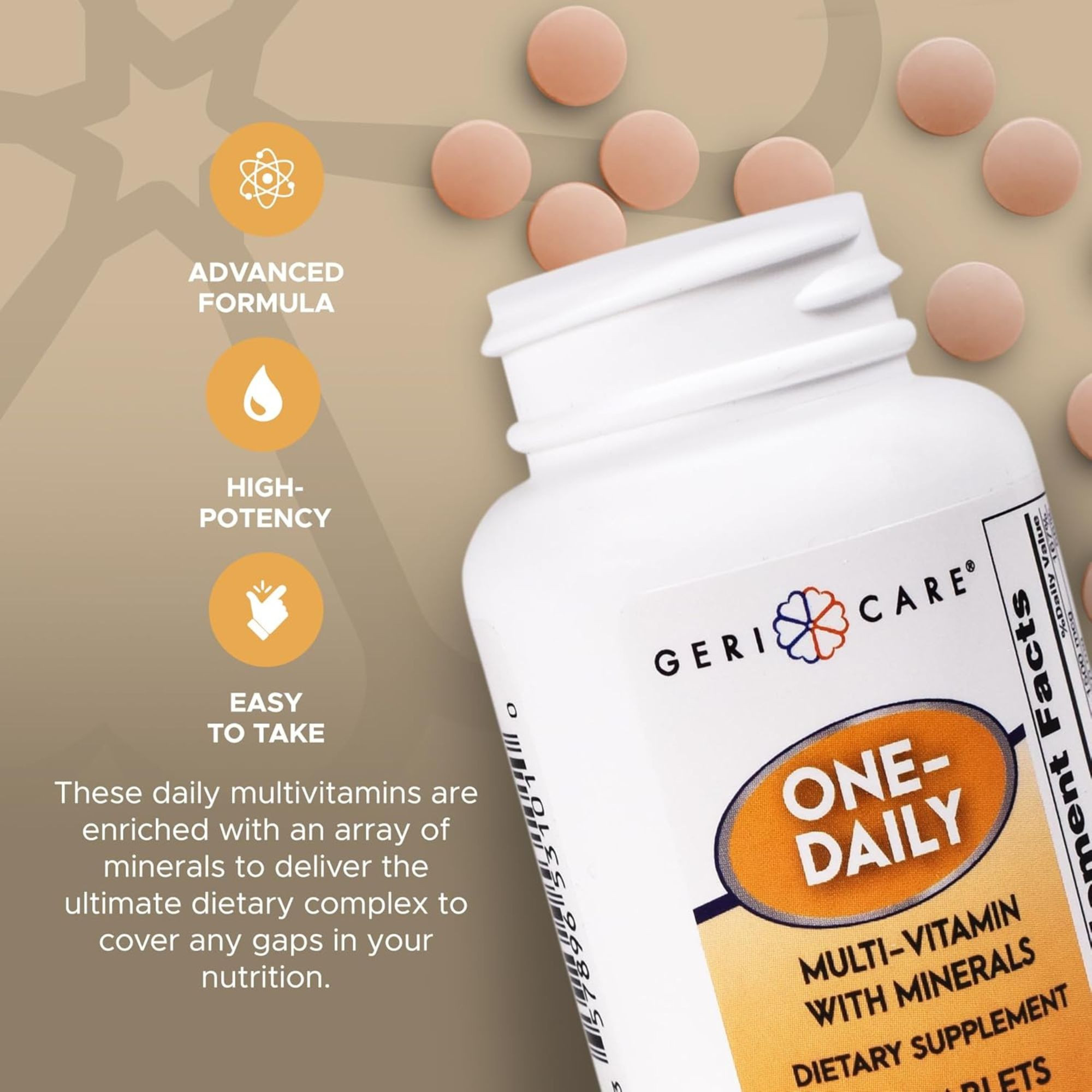 Geri-Care One-Daily Multi Vitamin with Minerals, 100 Tablets