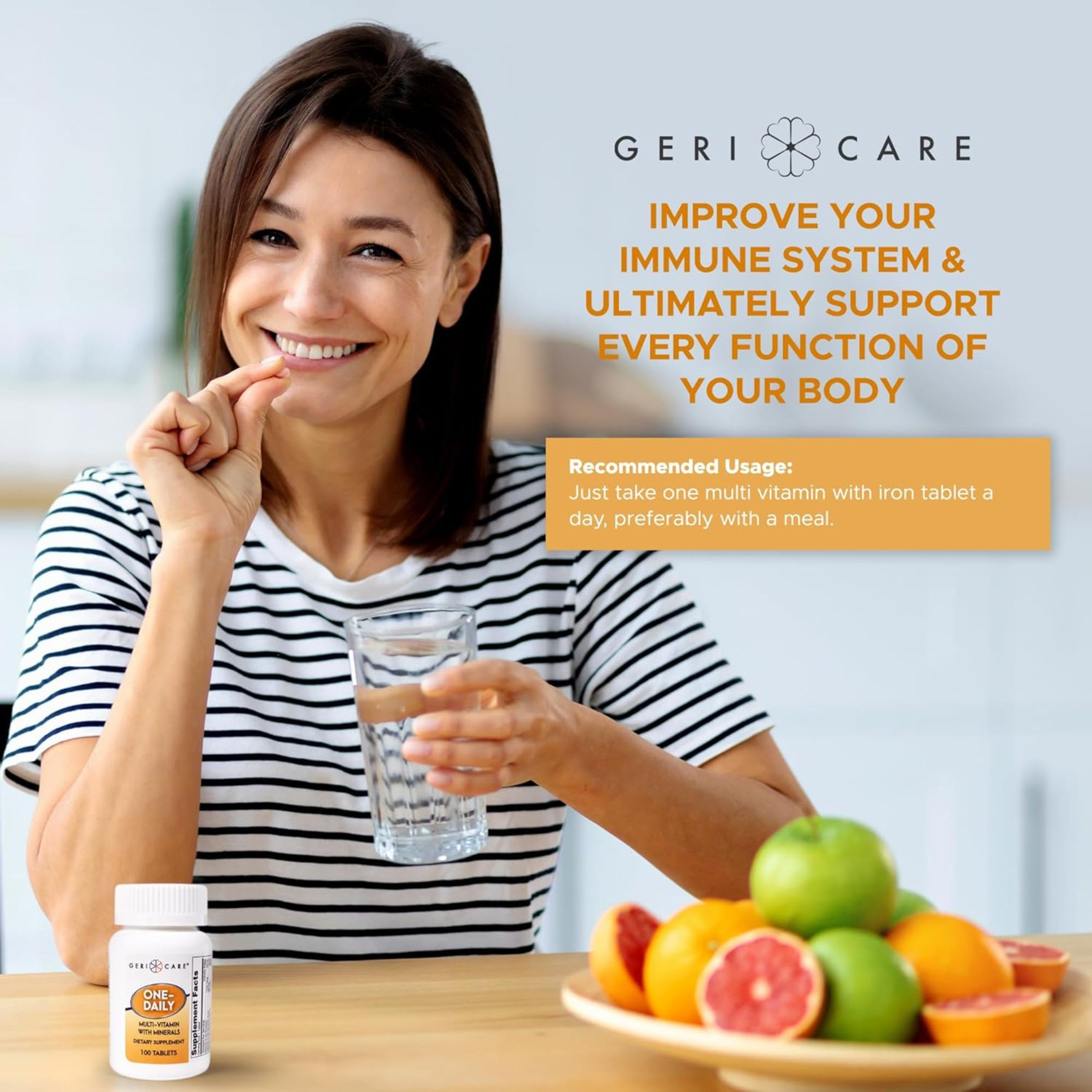 Geri-Care One-Daily Multi Vitamin with Minerals, 100 Tablets