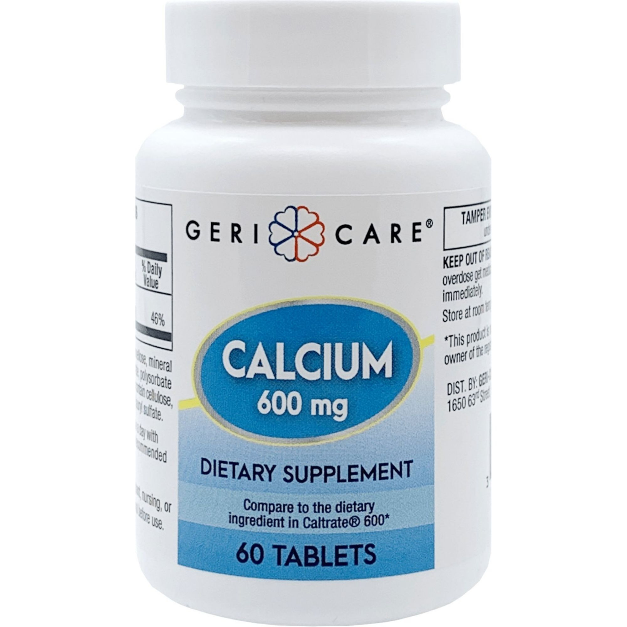 Geri-Care Calcium Dietary Supplement, 600 mg, 60 Tablets