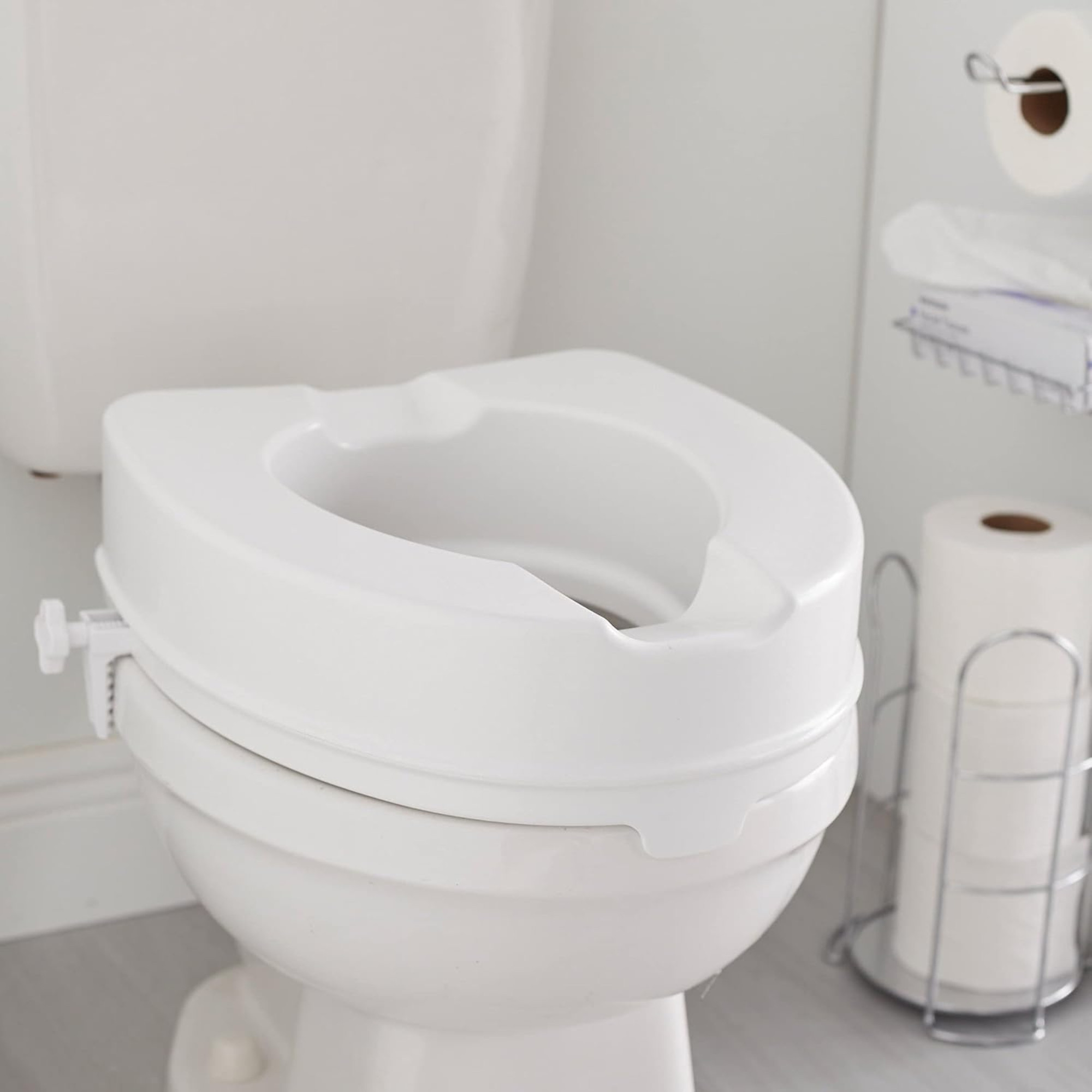 McKesson Raised Toilet Seat with Dual Locks, Plastic Frame, 4" Height