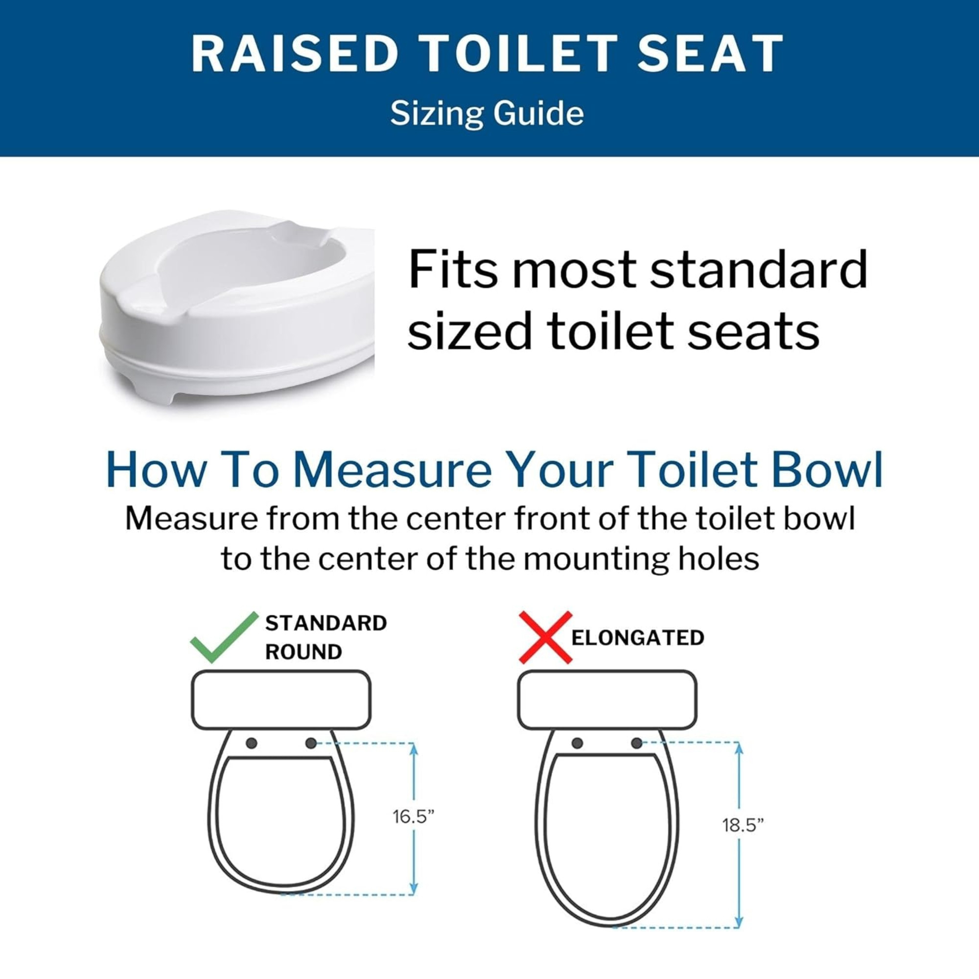 McKesson Raised Toilet Seat with Dual Locks, Plastic Frame, 4" Height