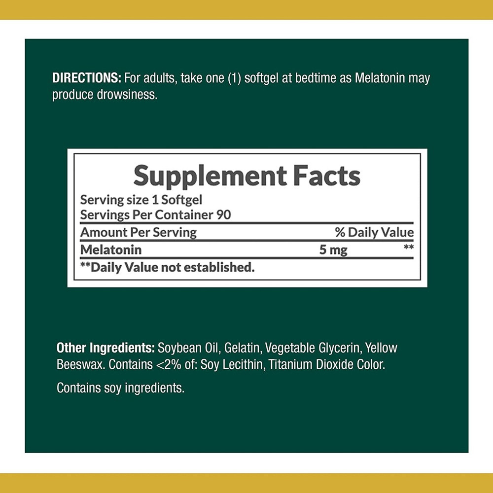 Nature's Bounty Melatonin, 5 mg, 60 Softgels