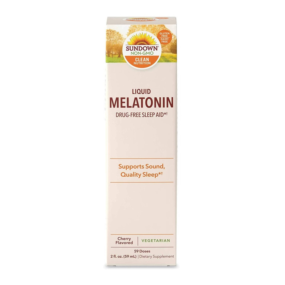 Sundown Liquid Melatonin Drug-Free Sleep Aid, Cherry Flavor, 2 oz.