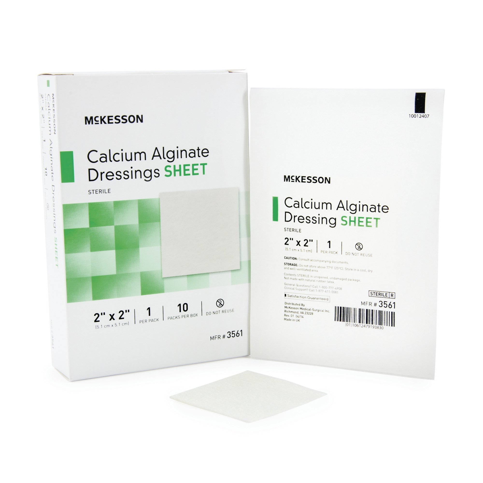 McKesson Calcium Alginate Dressing, 2 x 2", 3561, Box of 10