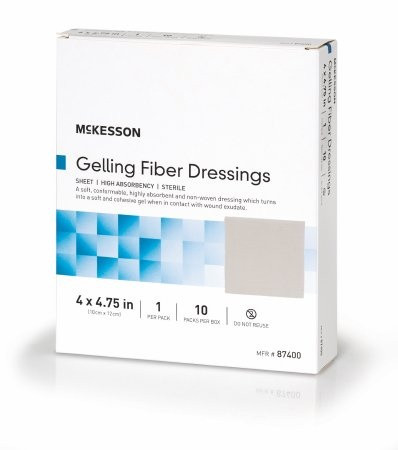 McKesson Gelling Fiber Dressings Antibacterial Silver, 4 X 4.75", 87400, Box of 10