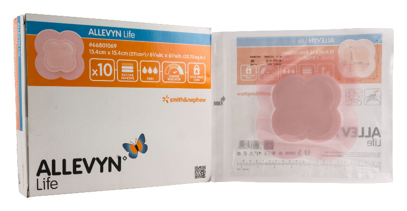 Smith & Nephew Allevyn Life Silicone Foam Dressing, 6-1/6 X 6-1/6", 66801069, Box of 10, Packaging