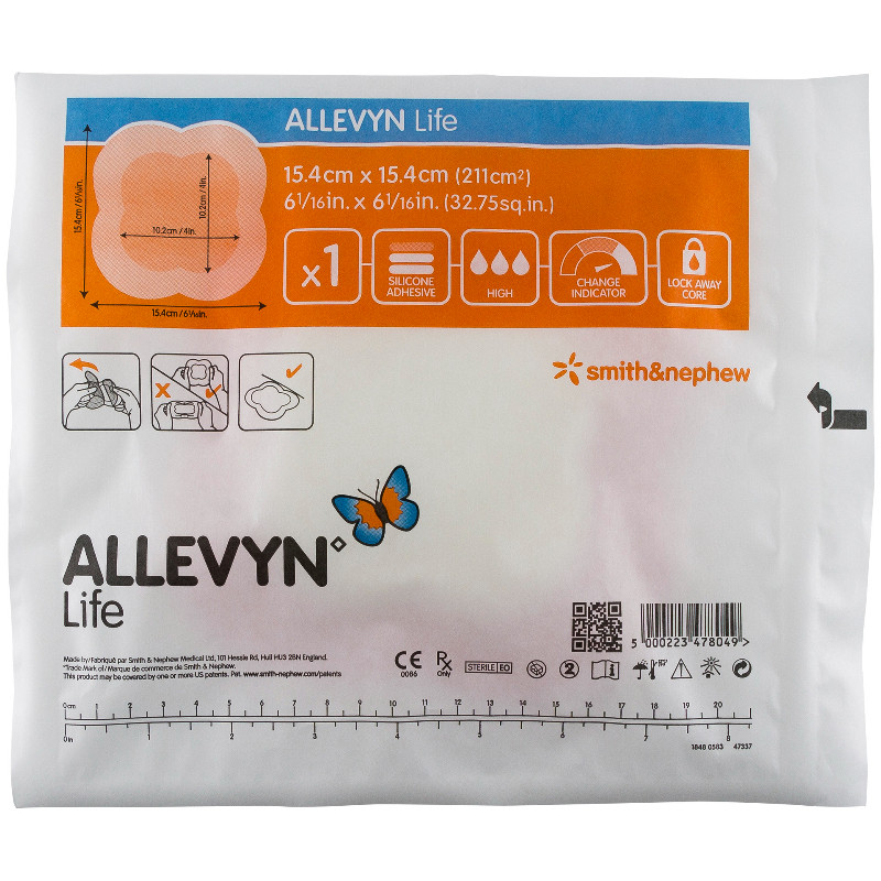 Smith & Nephew Allevyn Life Silicone Foam Dressing, 6-1/6 X 6-1/6", 66801069, Box of 10