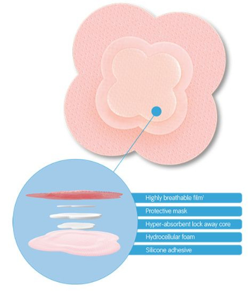 Smith & Nephew Allevyn Life Silicone Foam Dressing, 6-1/6 X 6-1/6", 66801069, Box of 10, Features