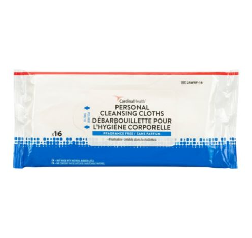 Cardinal Health Personal Cleansing Cloths, 2AWUF-16, Case of 576 (36 Packs)