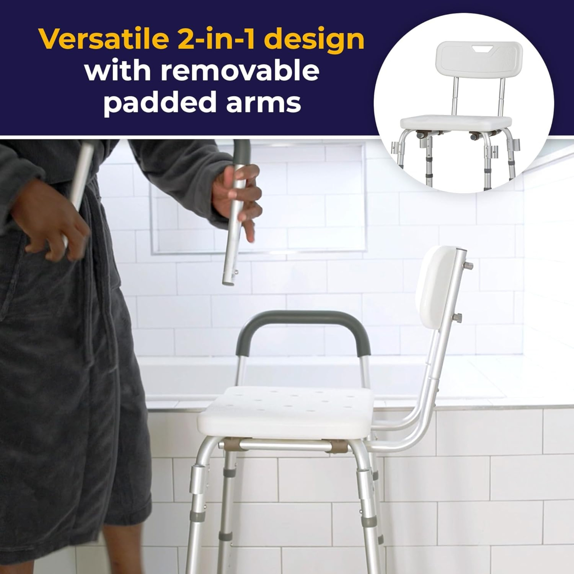 Drive Shower Chair with Back and Removable Padded Arms