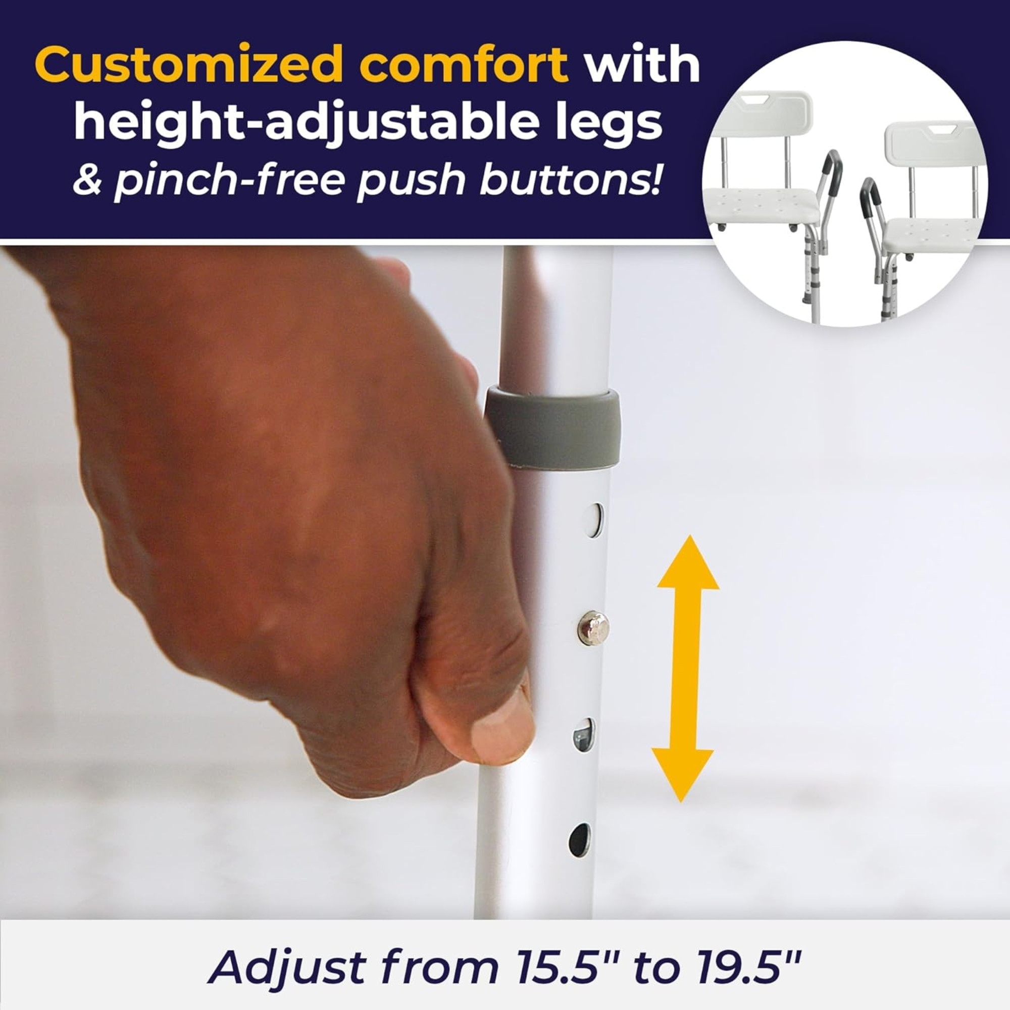 Drive Shower Chair with Back and Removable Padded Arms