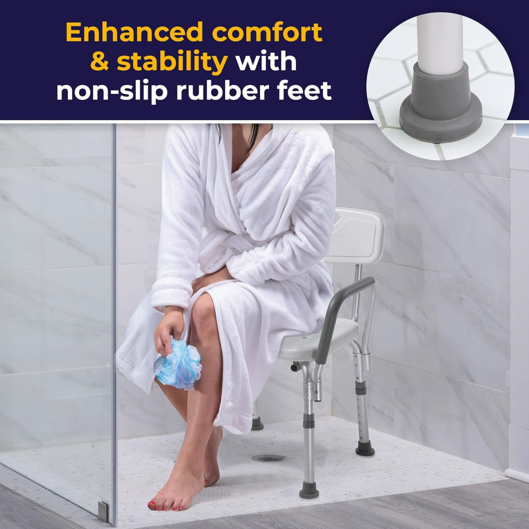 Drive Shower Chair with Back and Removable Padded Arms