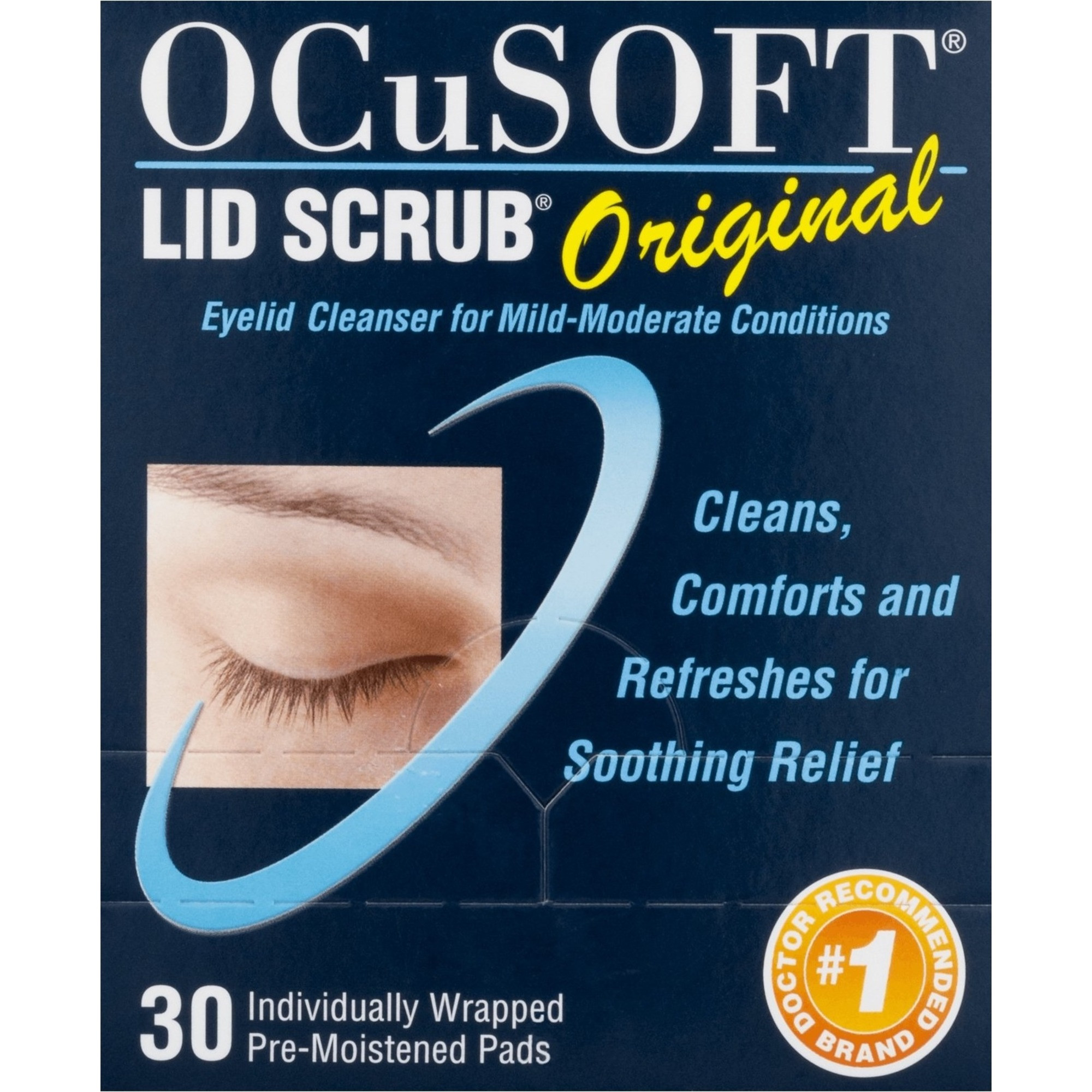 OCuSOFT Lid Scrub Eyelid Cleanser Wipes, 54799030190, Box of 30