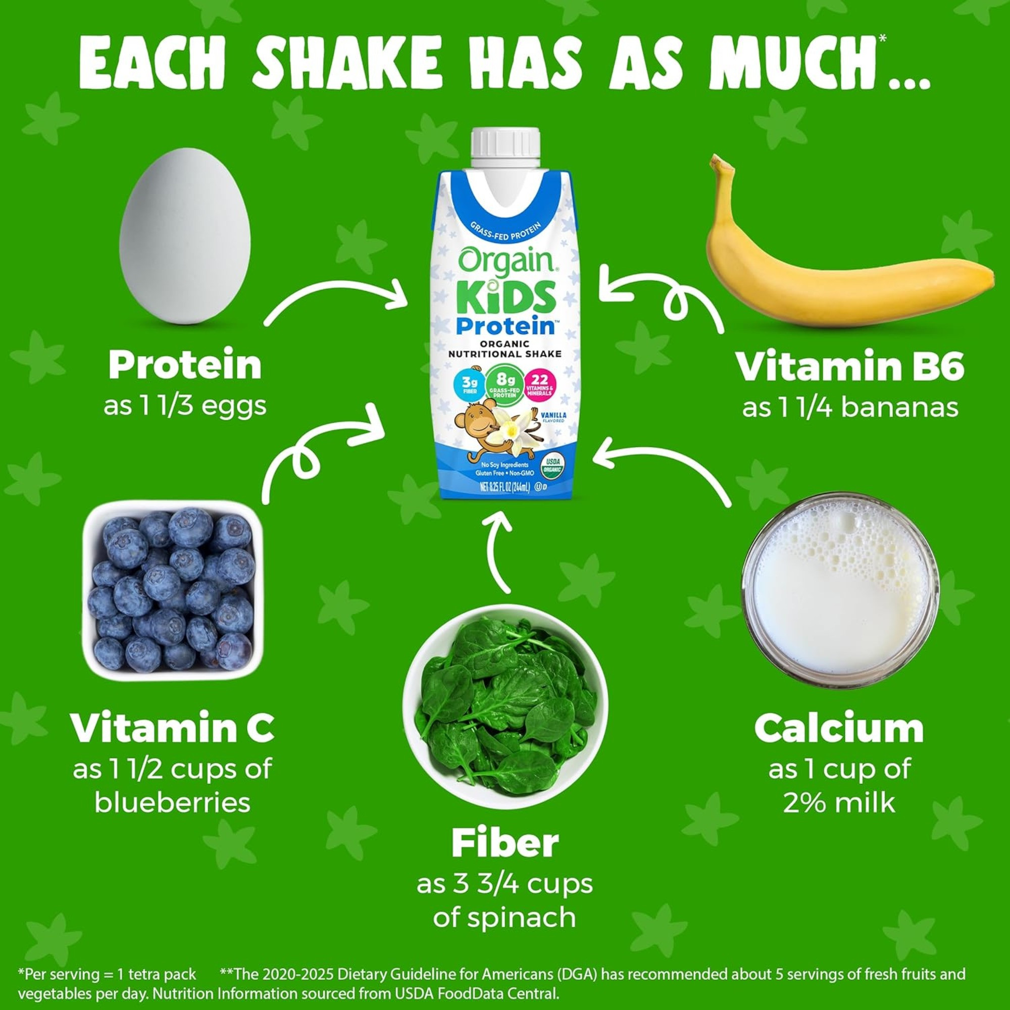 Orgain Kids Grass-Fed Protein Organic Nutritional Shake, Vanilla