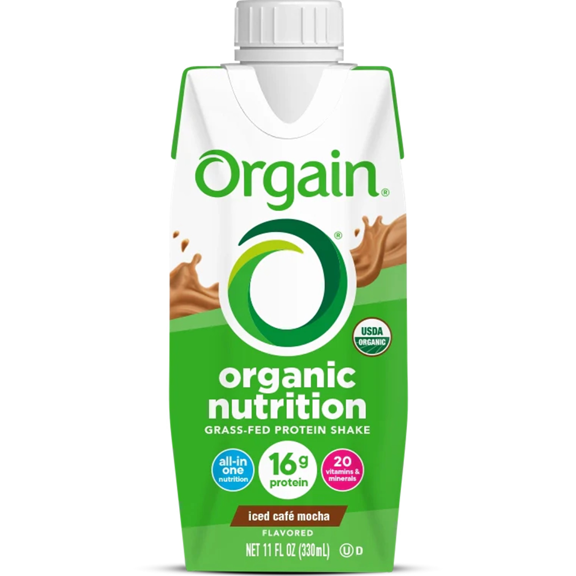 Orgain Organic Nutrition Grass-Fed Protein Shake, Iced Cafe Mocha