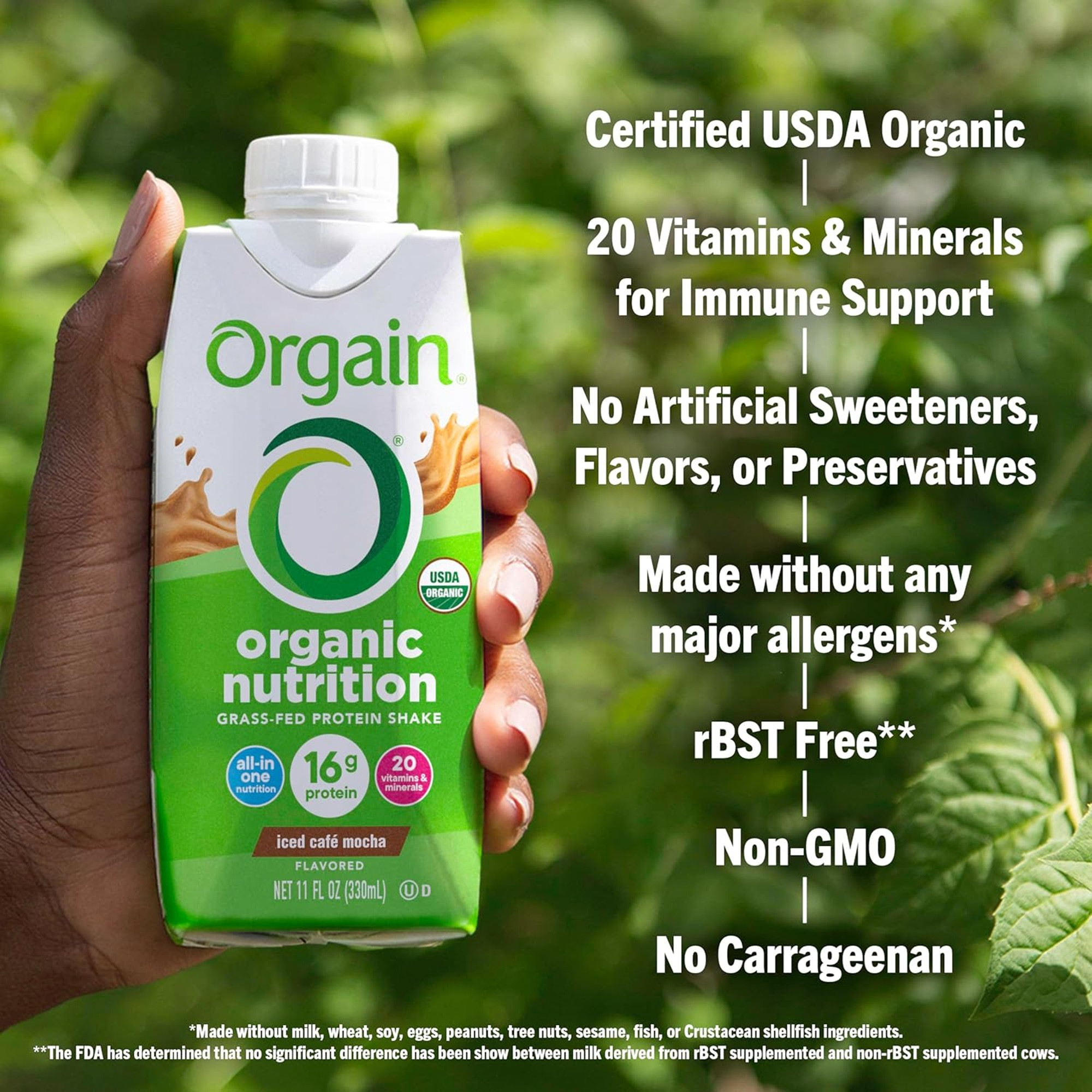 Orgain Organic Nutrition Grass-Fed Protein Shake, Iced Cafe Mocha