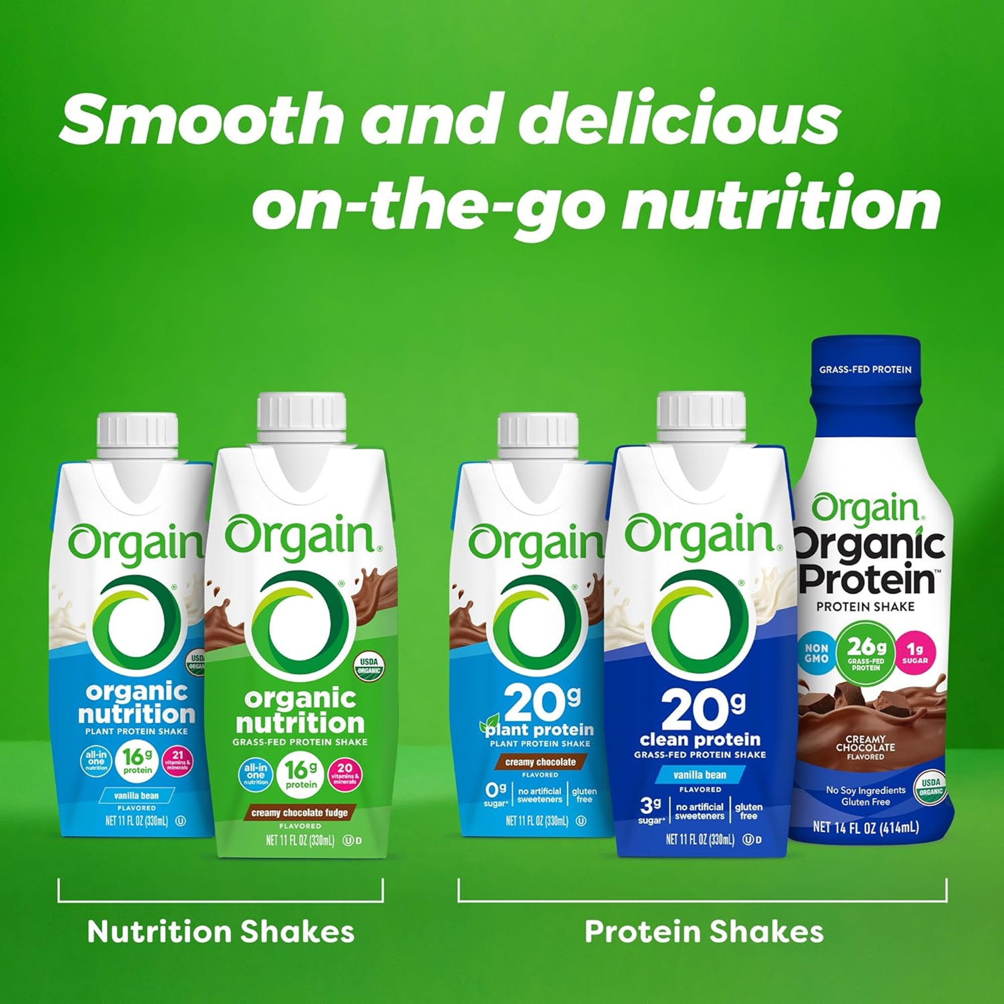 Orgain Organic Nutrition Grass-Fed Protein Shake, Iced Cafe Mocha