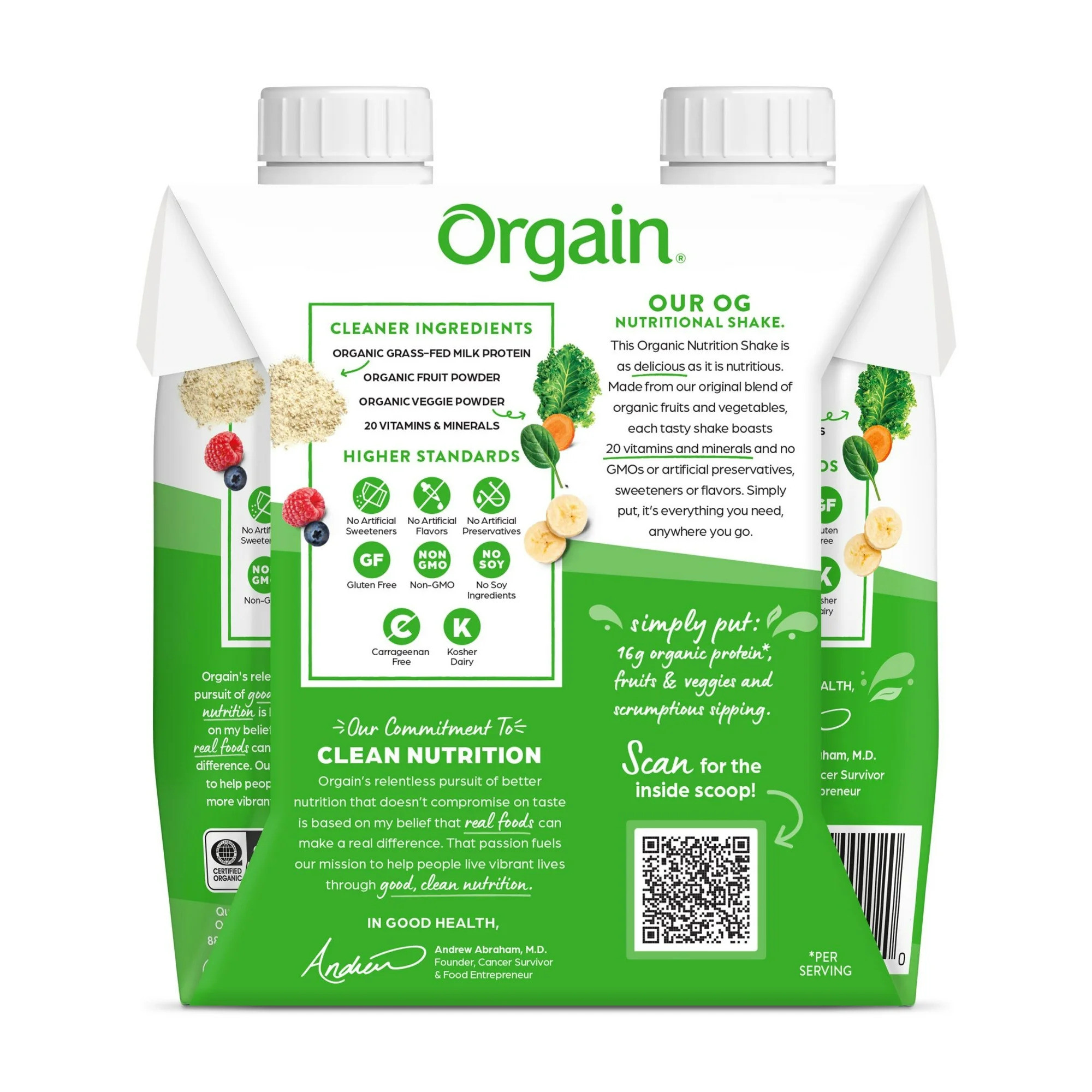 Orgain Organic Nutrition Grass-Fed Protein Shake, Sweet Vanilla Bean