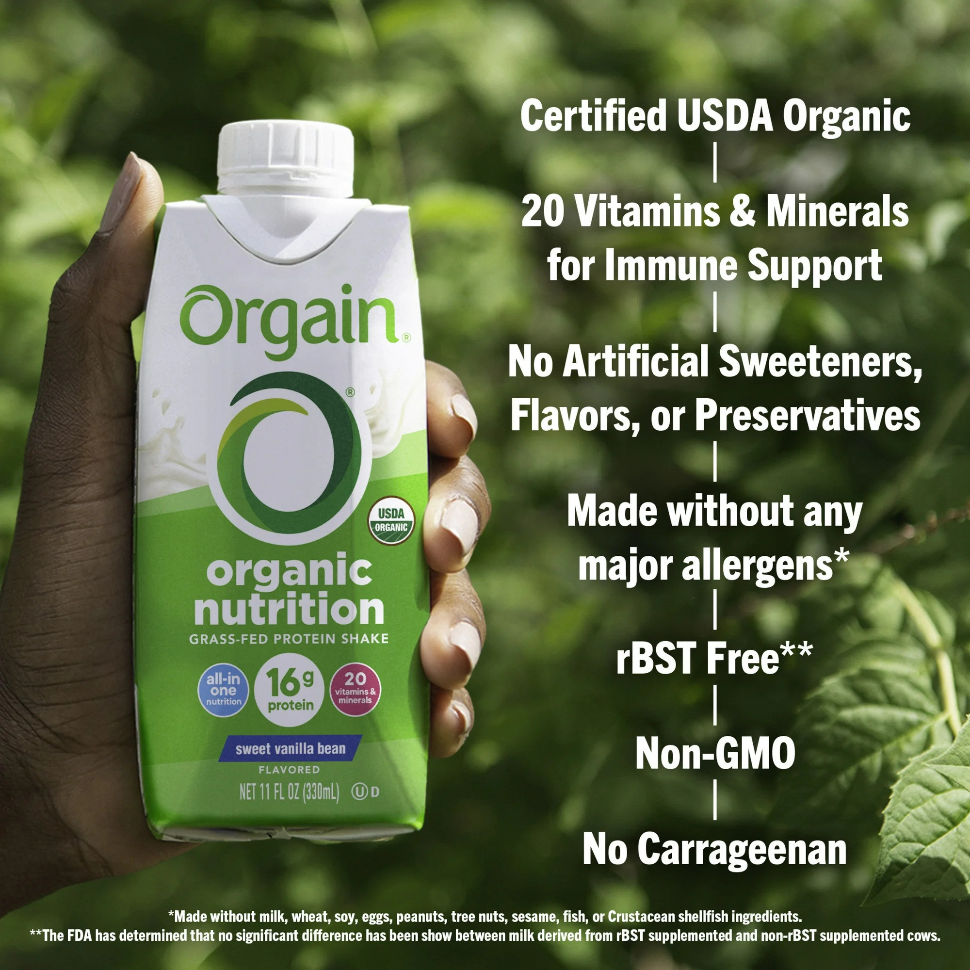 Orgain Organic Nutrition Grass-Fed Protein Shake, Sweet Vanilla Bean