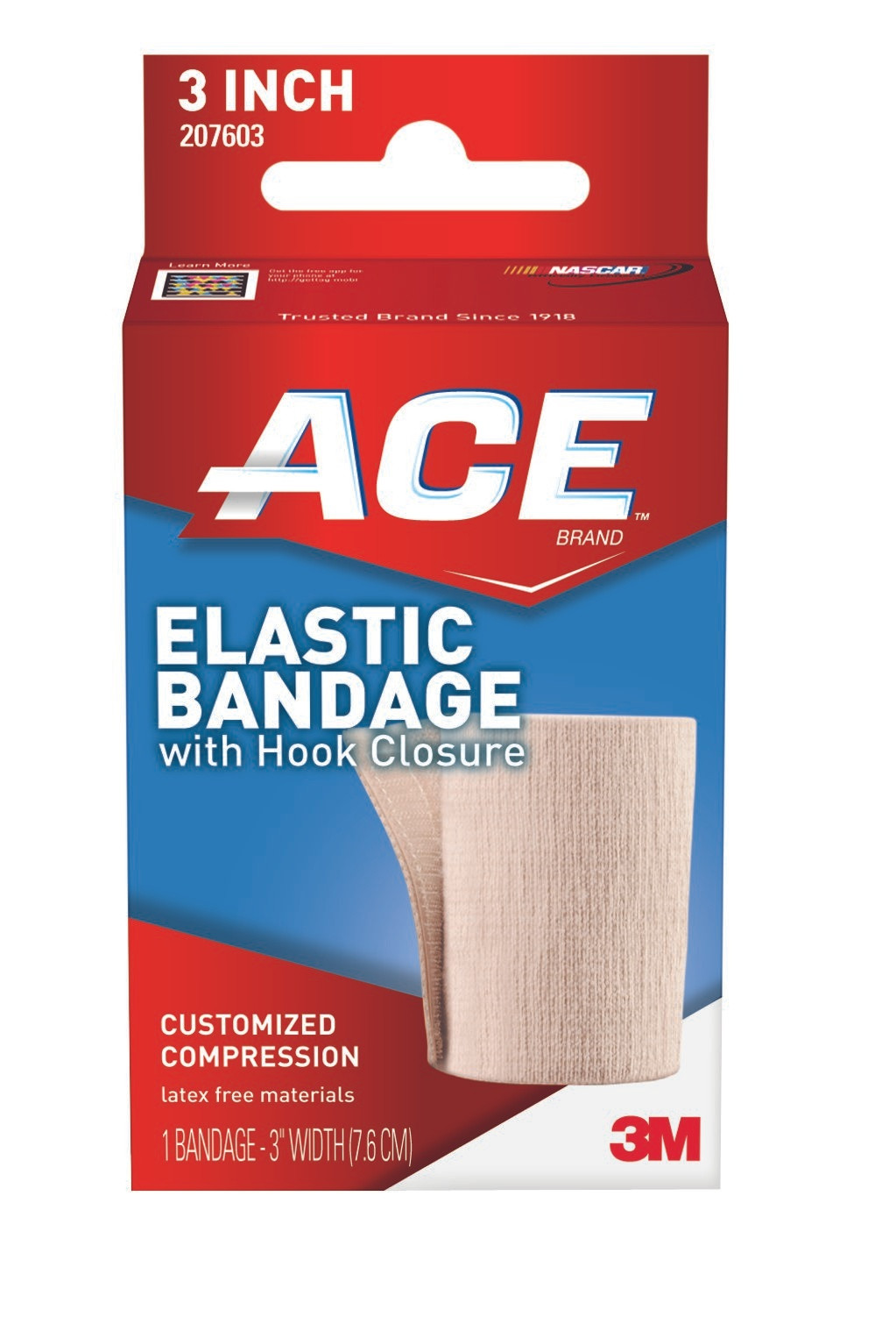 3M ACE Elastic Bandage with Hook Closure, 207603, 3" - 1 Each