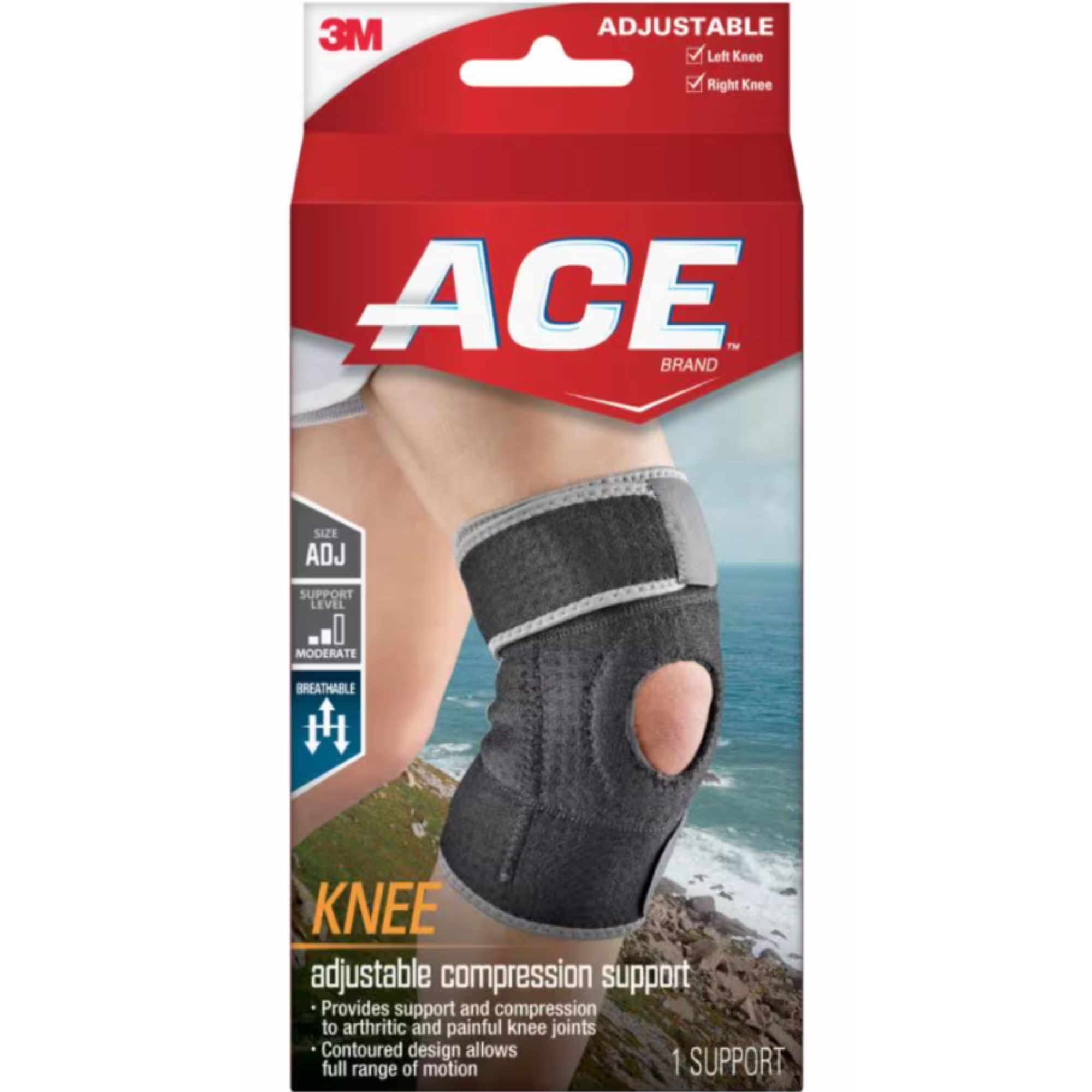 3M ACE Adjustable Compression Knee Brace, 05113119815, 1 Each