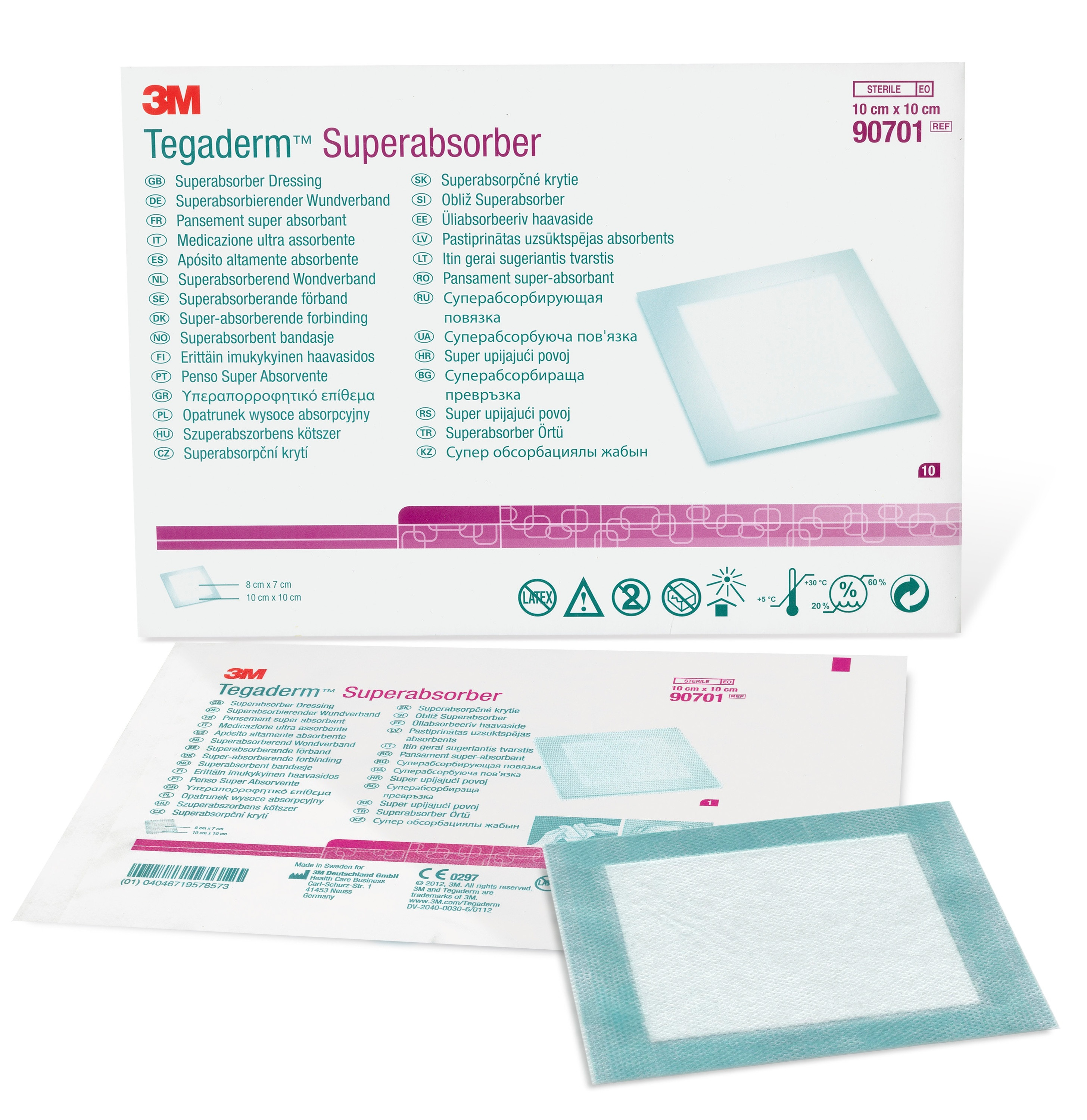 3M Tegaderm Superabsorber Dressing, 3-7/8 X 3-7/8", 90701, Box of 10