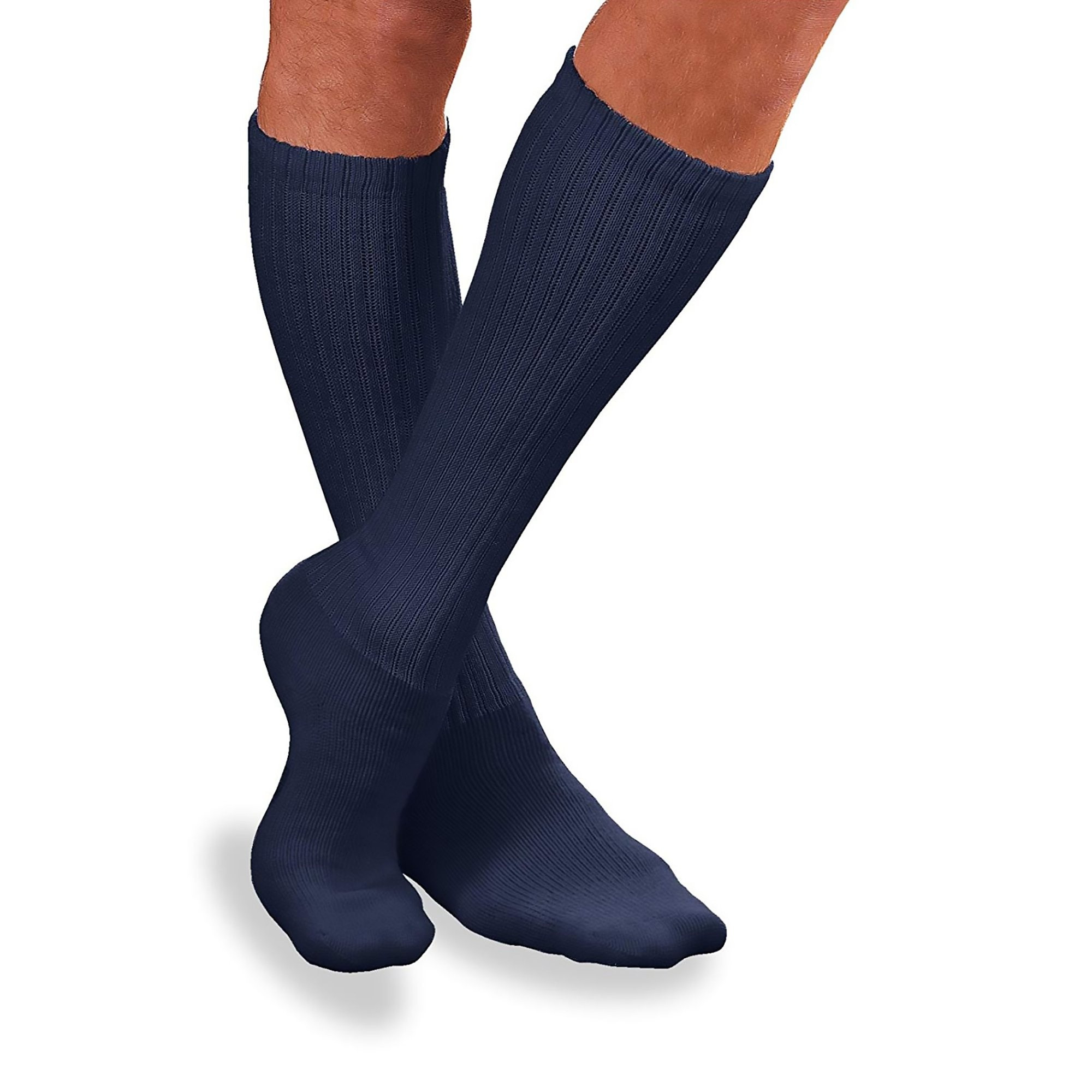 JOBST Sensifoot Crew Length Diabetic Compression Socks, 8-15 mmHg, 110848, Navy - Large - 1 Pair