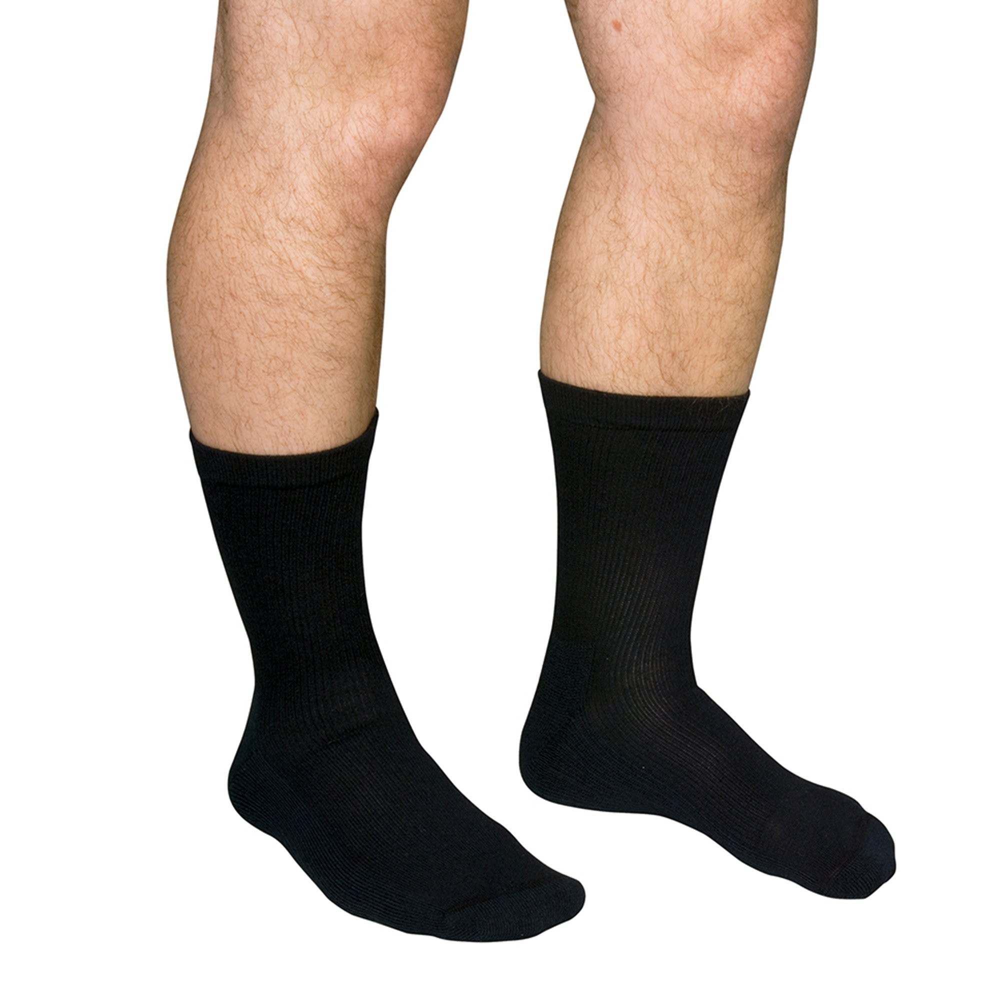 QCS Diabetic Compression Crew Socks, MCO1680-BLA-MD, Black - Medium - 1 Pair